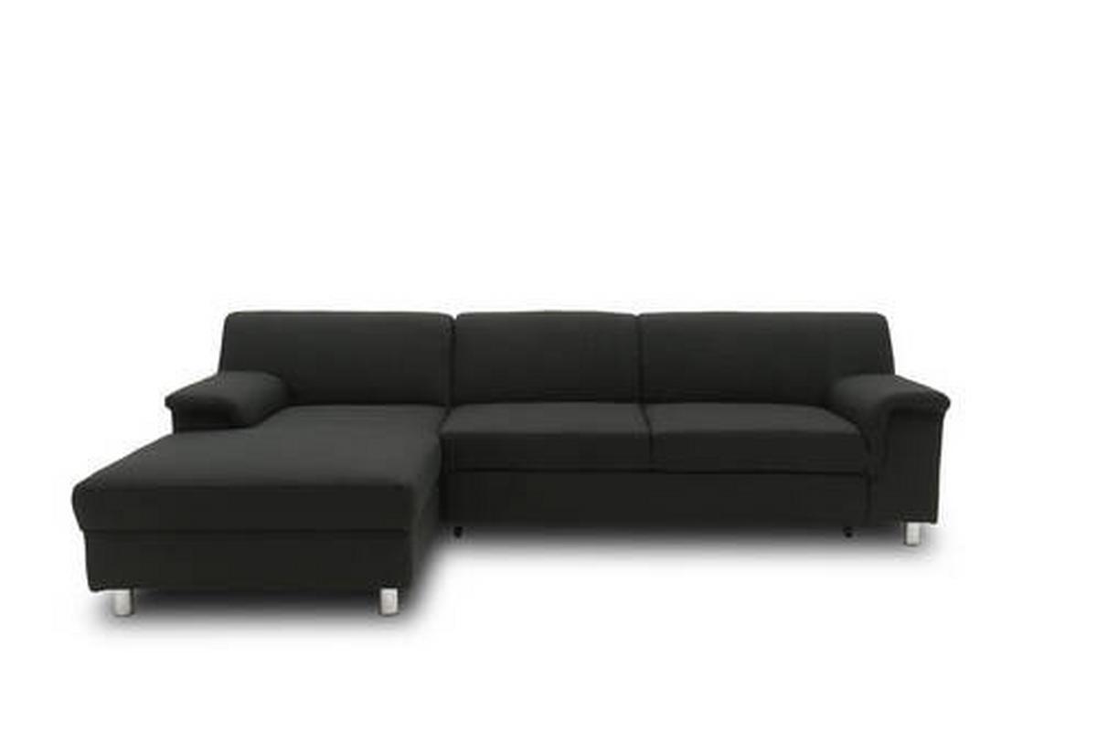 Ecksofa Jamie Armlehnen Schwarz Webstoff - Chromfarben/Schwarz, KONVENTIONELL, Textil (150/251cm) - MID.YOU