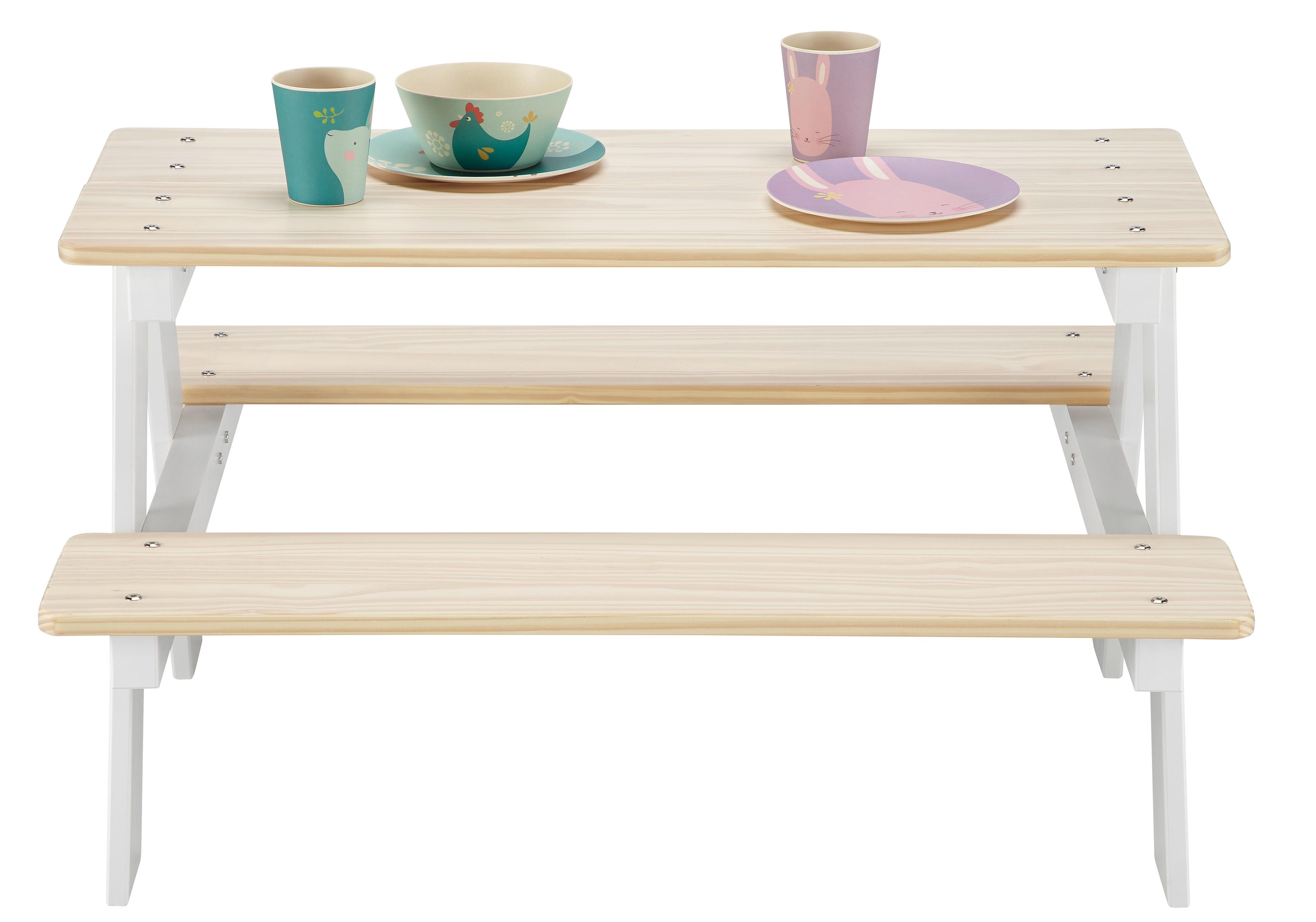 Dětská Souprava Na Sezení V Bílé/přirodní - bílá/přírodní barvy, Konvenční, dřevo (90/50/82cm) - Modern Living