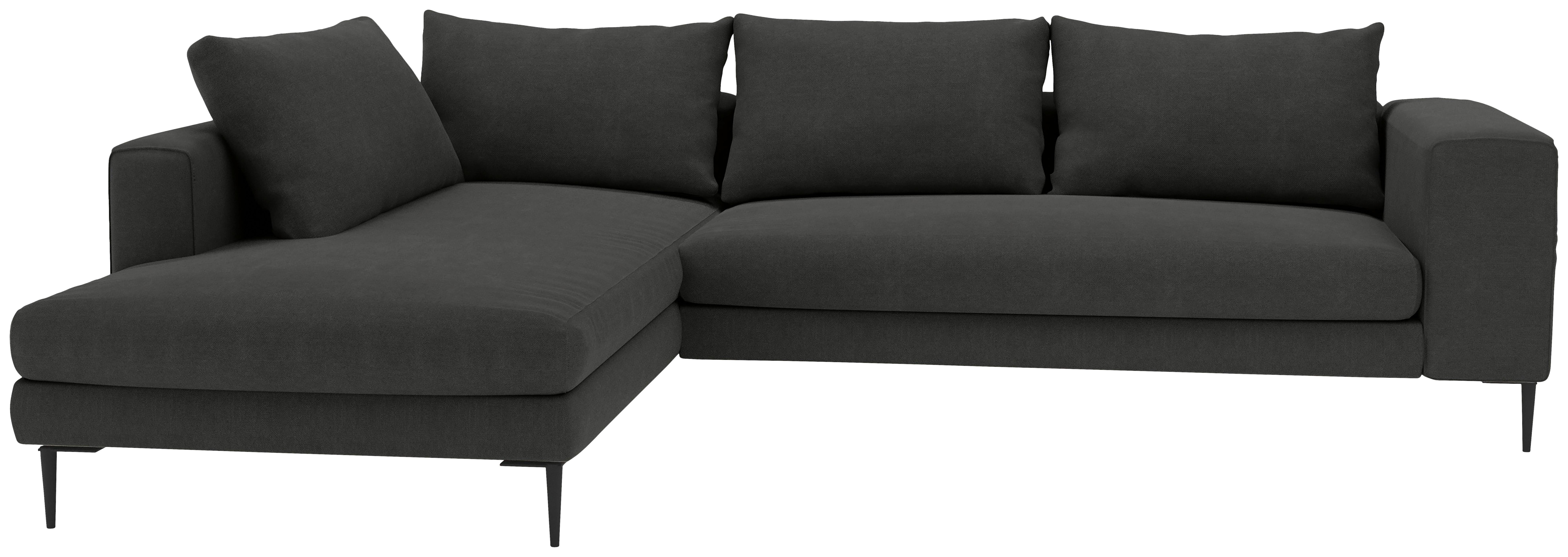 Ecksofa Aurora Ii Inkl. Rückenkissen Taupe - Schwarz/Graphitfarben, MODERN, Textil (210/295cm) - Trendmanufaktur