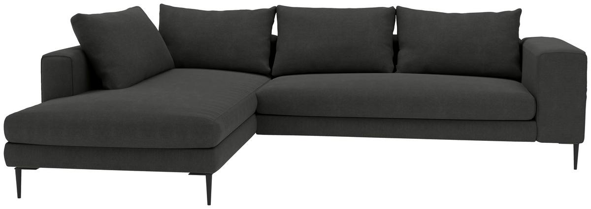 Ecksofa Aurora Ii Inkl. Rückenkissen Taupe - Schwarz/Graphitfarben, MODERN, Textil (210/295cm) - Trendmanufaktur