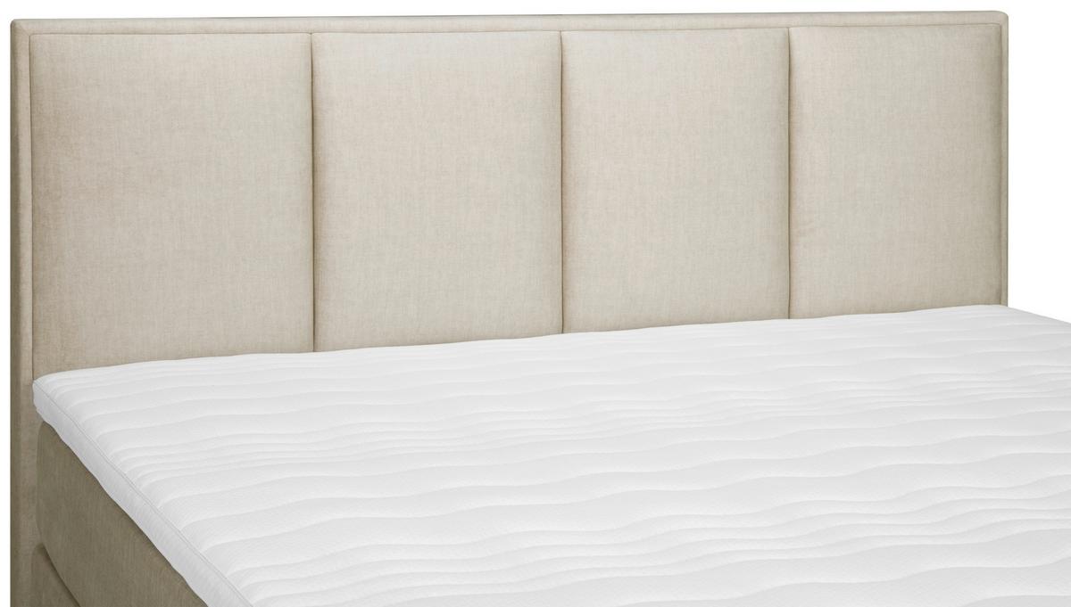 Boxspringbett mit Topper 160x200 cm Graz, Creme - Creme/Alufarben, MODERN, Textil (160/200cm) - MID.YOU