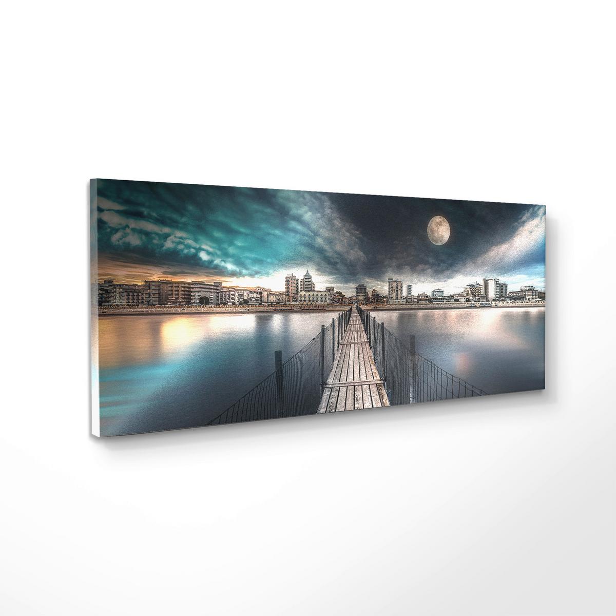 OBRAZ NA PLÁTNE MOON CITY - viacfarebná, Basics, drevo/textil (150/60cm)