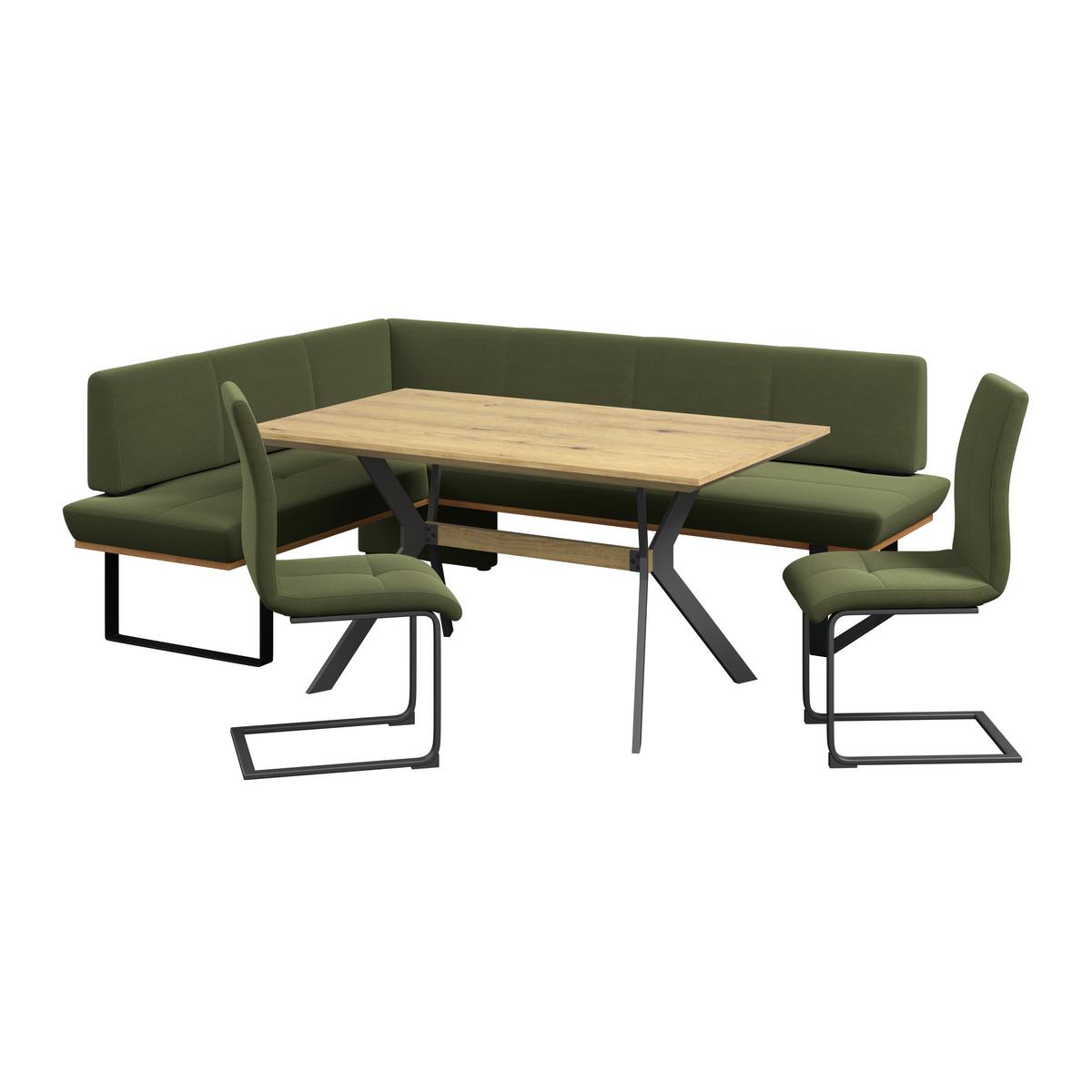 Eckbank Tristan Webstoff hellgrau, S:175x225cm - Schwarz/Grün, MODERN, Holz/Textil (175/225cm) - James Wood