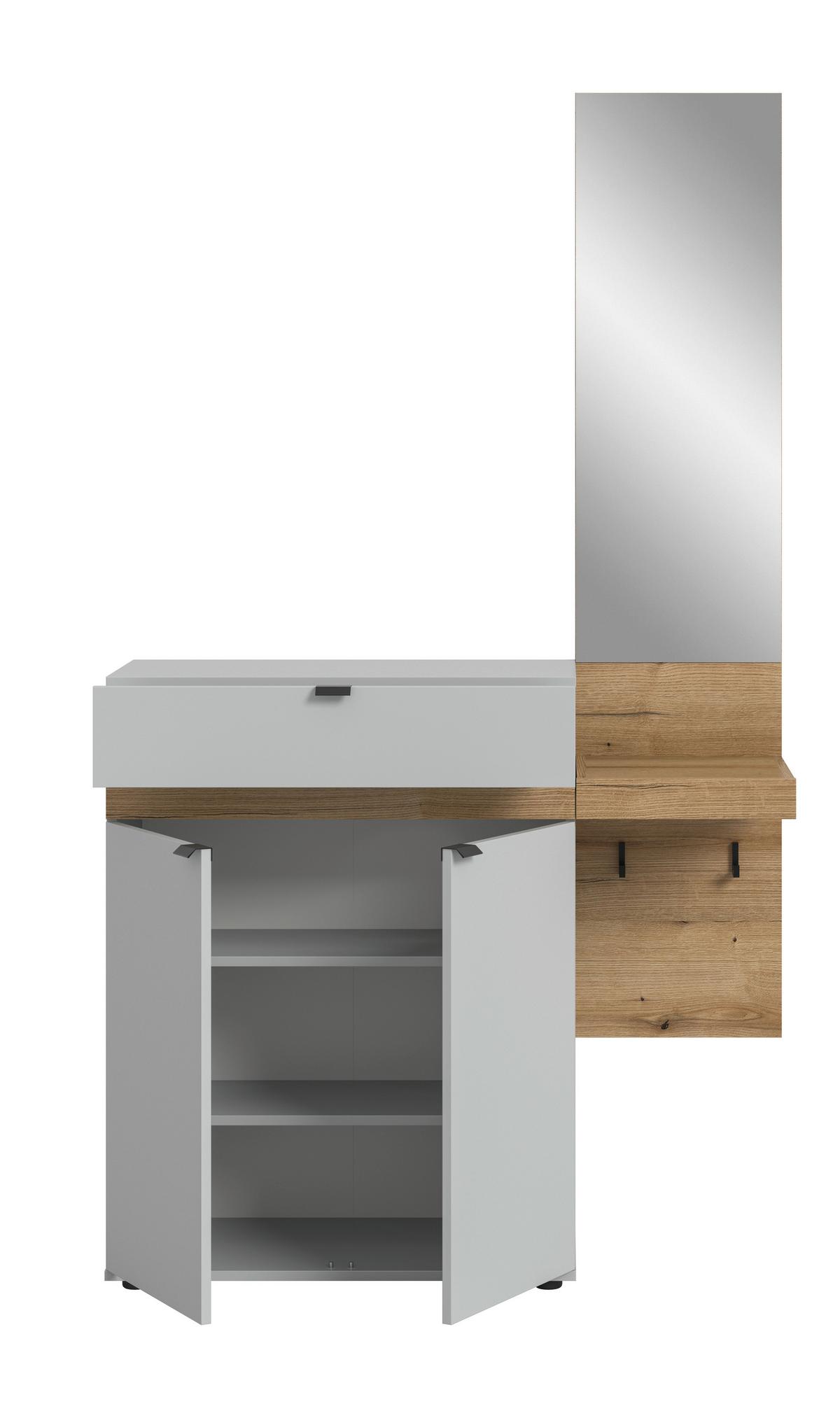 Garderobe Naro Grau /Eiche dunkel Dekor B: 110cm - Eiche dunkel/Grau, Design, Holzwerkstoff (110/194/37cm) - Livetastic
