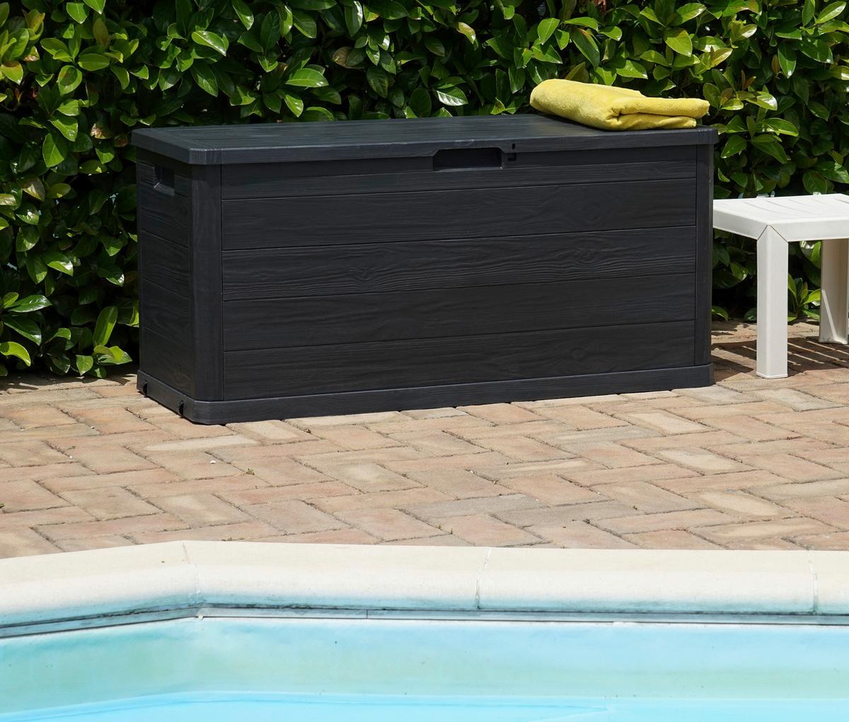 BOX NA VANKÚŠE WOODY - antracitová, Basics, plast (117/56/45cm) - Mömax
