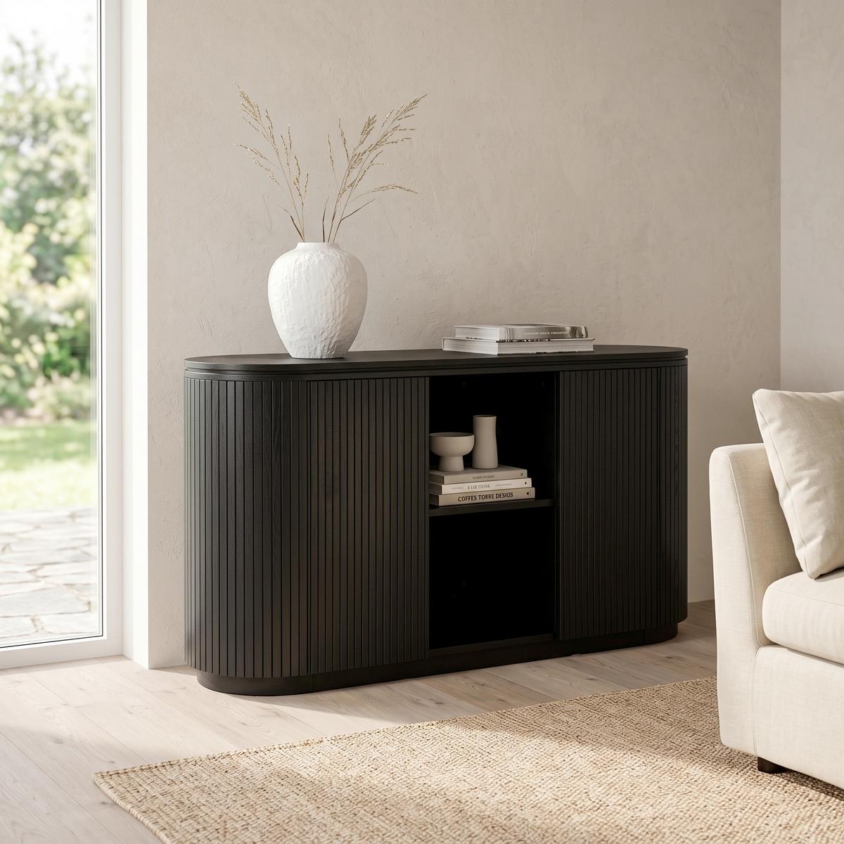 SIDEBOARD FJÄLLBACKA - Schwarz, Design, Holz (160/80/48cm) - Livetastic