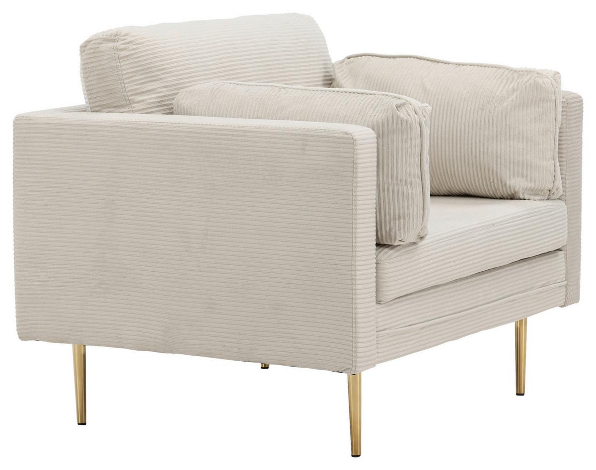 Sessel Boom - Beige/Goldfarben, Design, Textil/Metall (110/84/86cm) - Livetastic