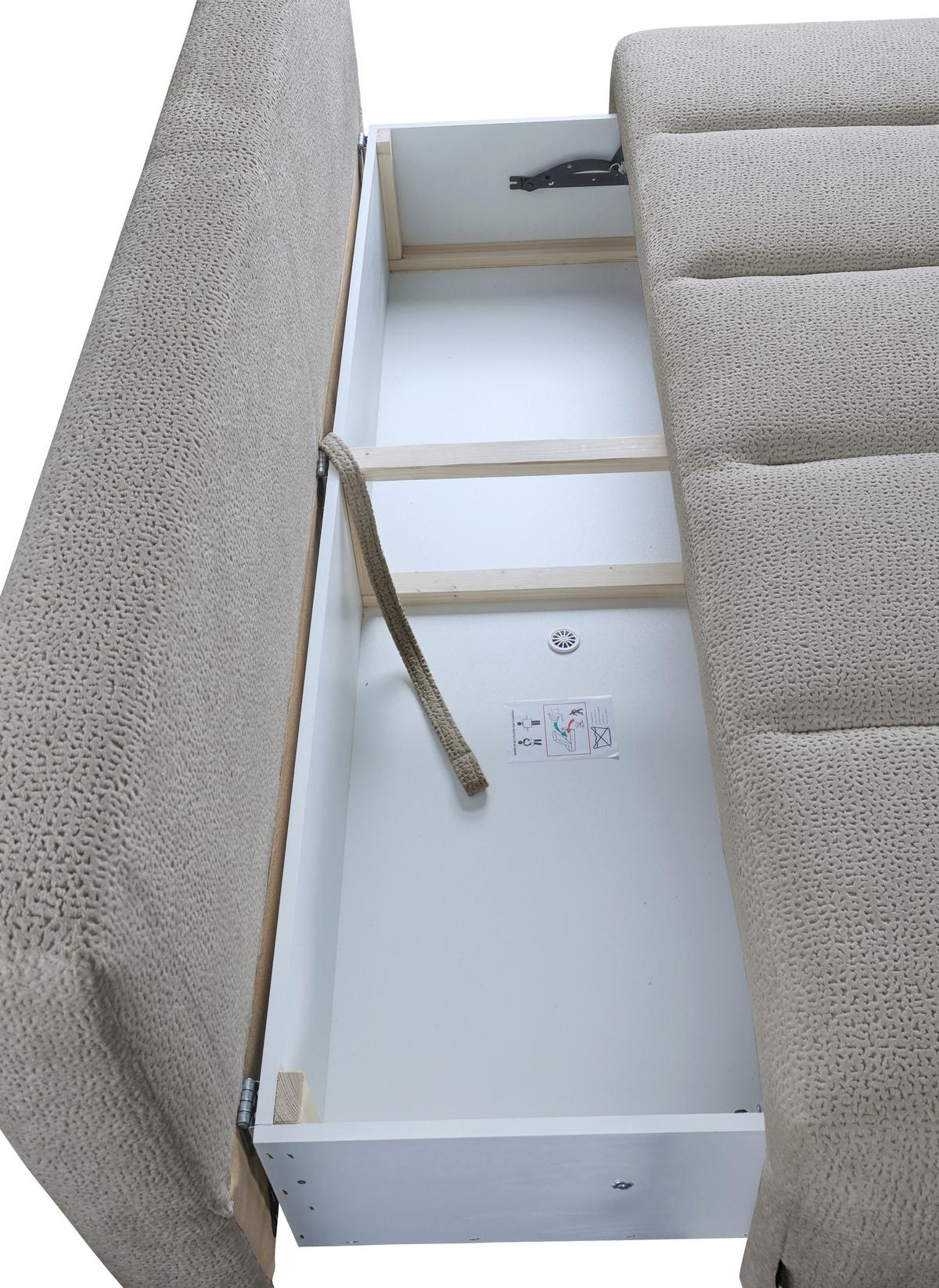 Schlafsofa Milo, Hellgrau B: 209 Cm - Creme/Hellgrau, Design, Holz/Holzwerkstoff (209/100/103cm) - MID.YOU