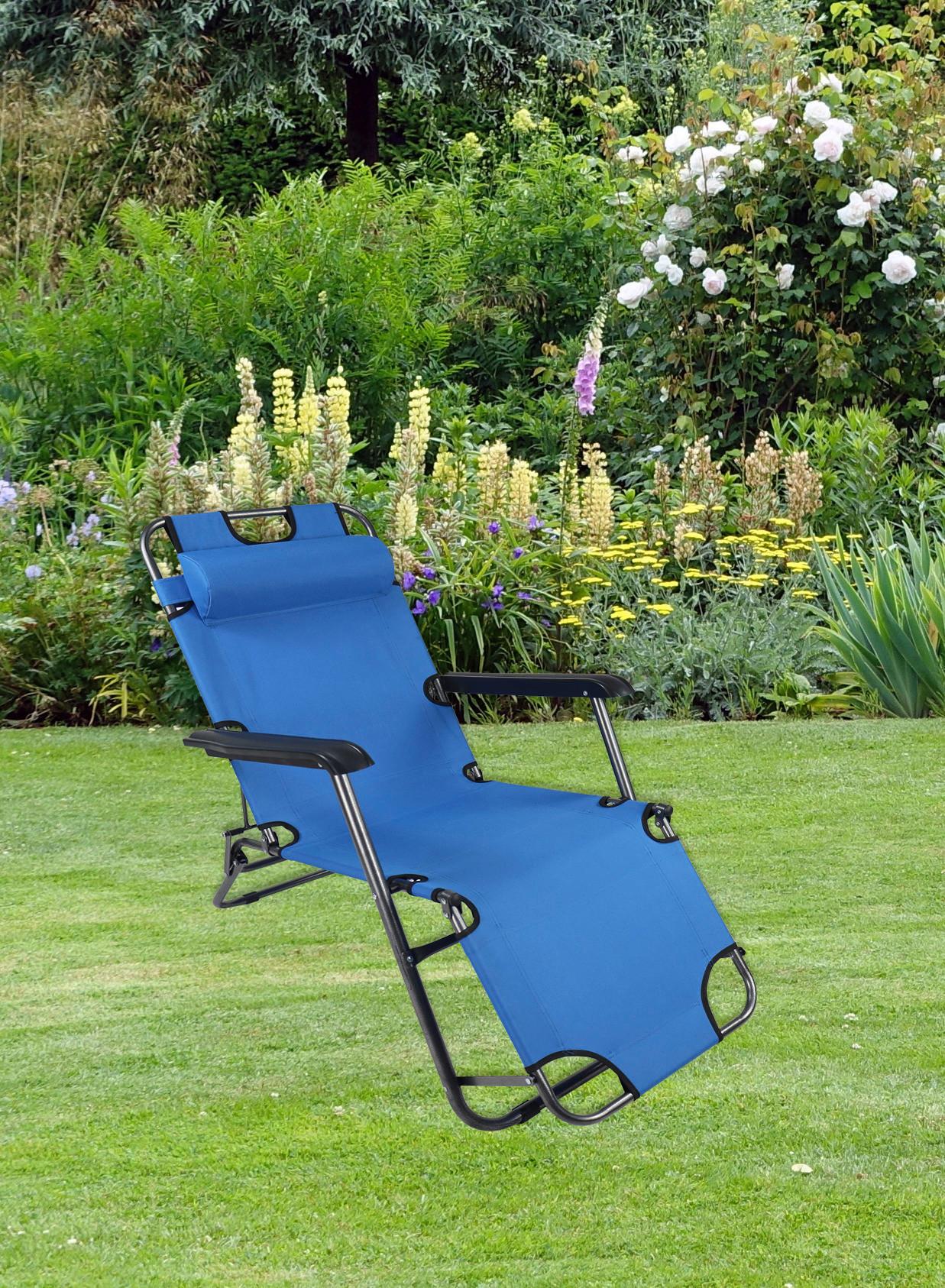 Sonnenliege Maltosa Verstellbar - Blau, MODERN, Kunststoff/Textil (60/27/153cm) - Ambia Garden
