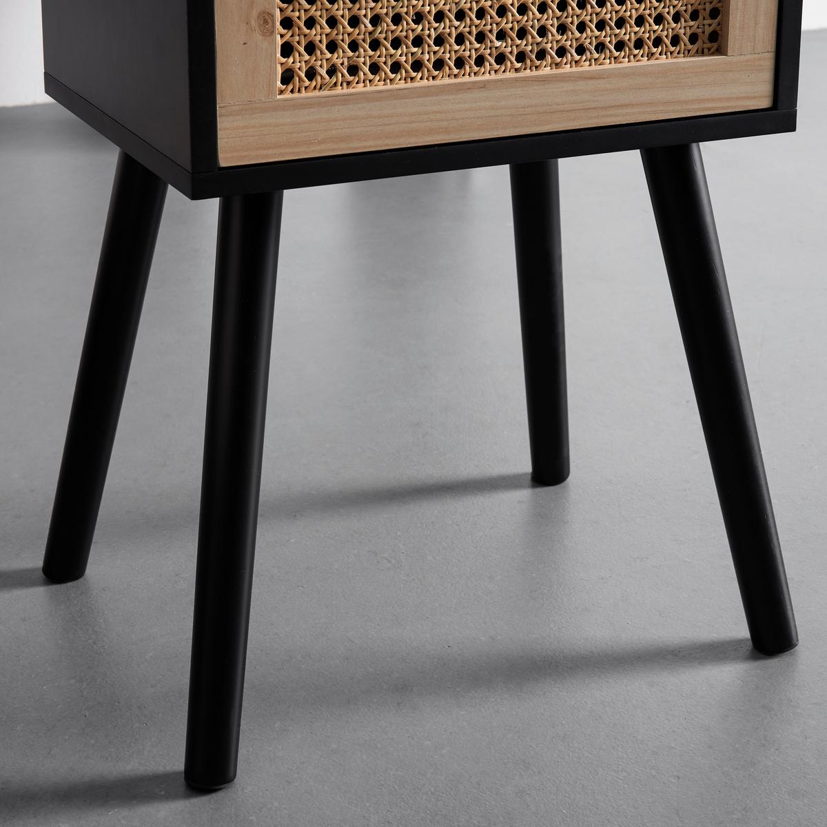 Odkládací stolek DENIS černý - černá/přírodní barvy, Moderní, dřevo/kompozitní dřevo (40/30/54cm) - Bessagi Home