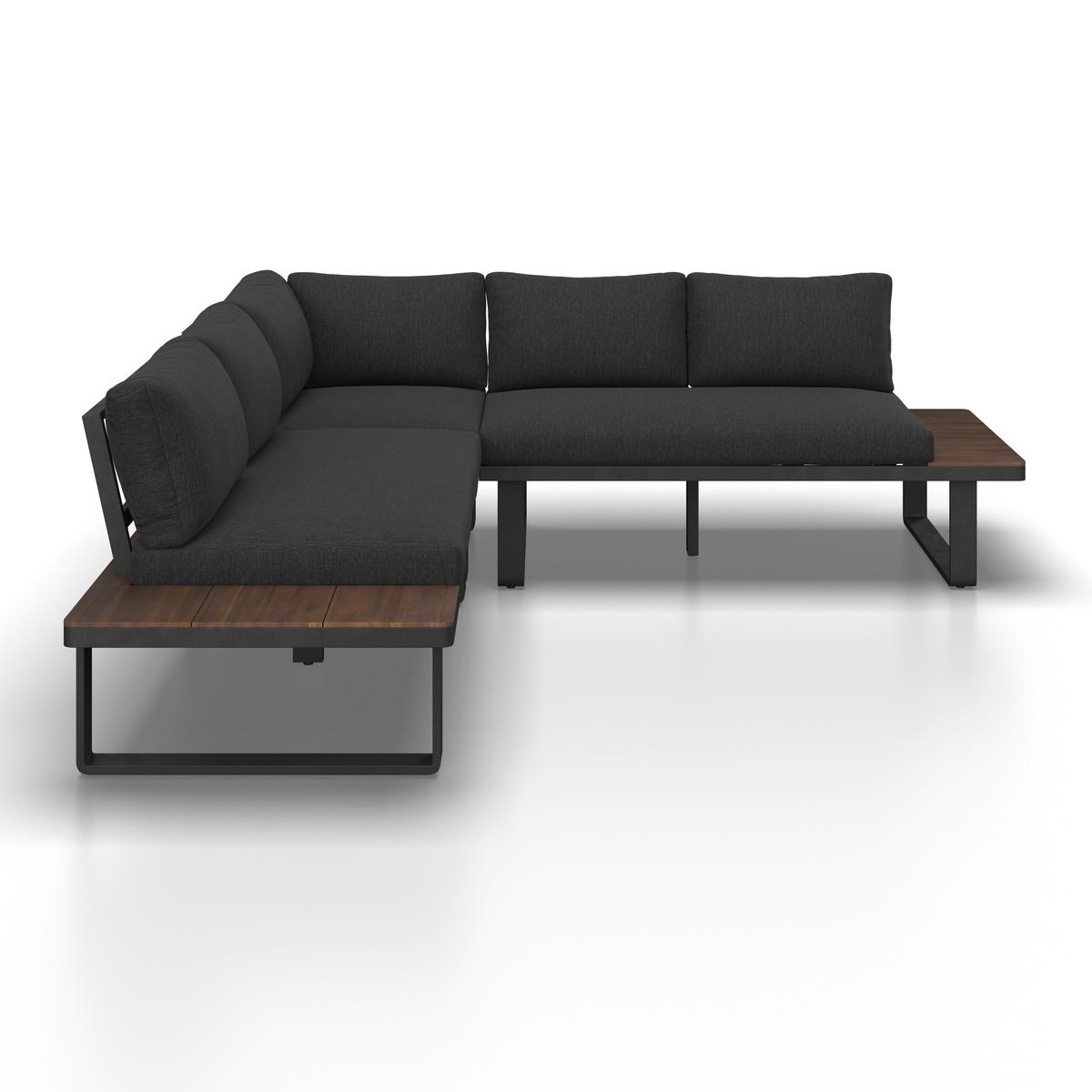 JEDÁLENSKÁ TERASOVÁ SÚPRAVA GIANNA - čierna/farba tíku, Modern, kov/drevo (221/71/76cm) - Bessagi Garden