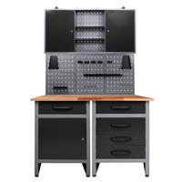 Werkbank-set Entdecker Echtholz/stahl B: 120 Cm - Anthrazit/Grau, Basics, Holz/Metall (120/205/60cm)