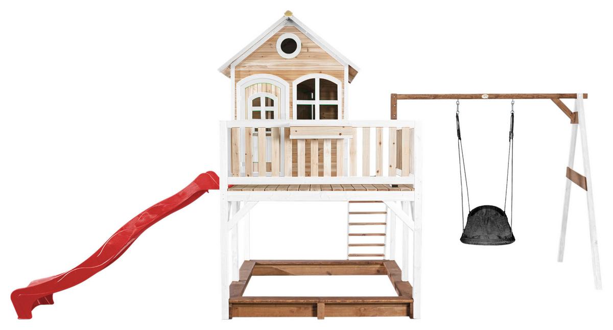 Spielturm A030.158.21 - Rot/Braun, KONVENTIONELL, Holz (613/291/277cm) - Ambia Garden