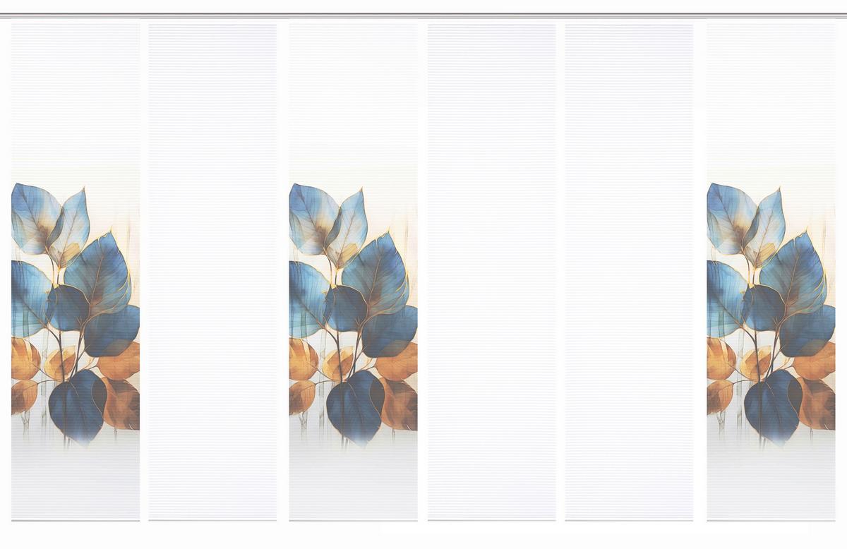 Flächenvorhang Thalin 6er Set - Blau/Weiß, Natur, Textil (60/245cm)