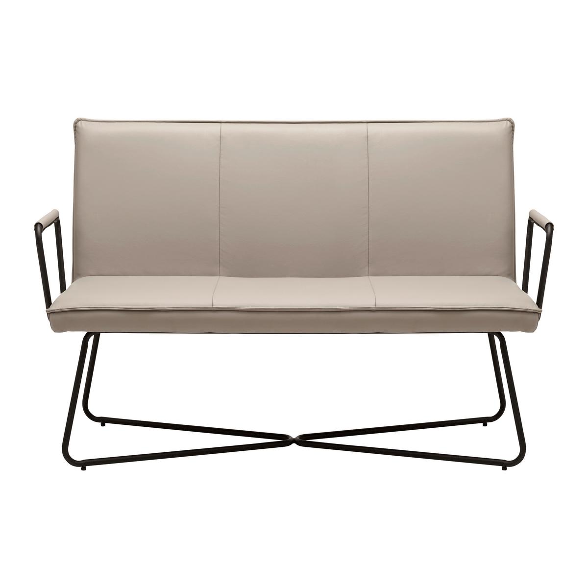 Lavica z koženky Bosco - sivohnedá - čierna/taupe, Modern, kov/drevo (140/90/62cm) - Bessagi Home