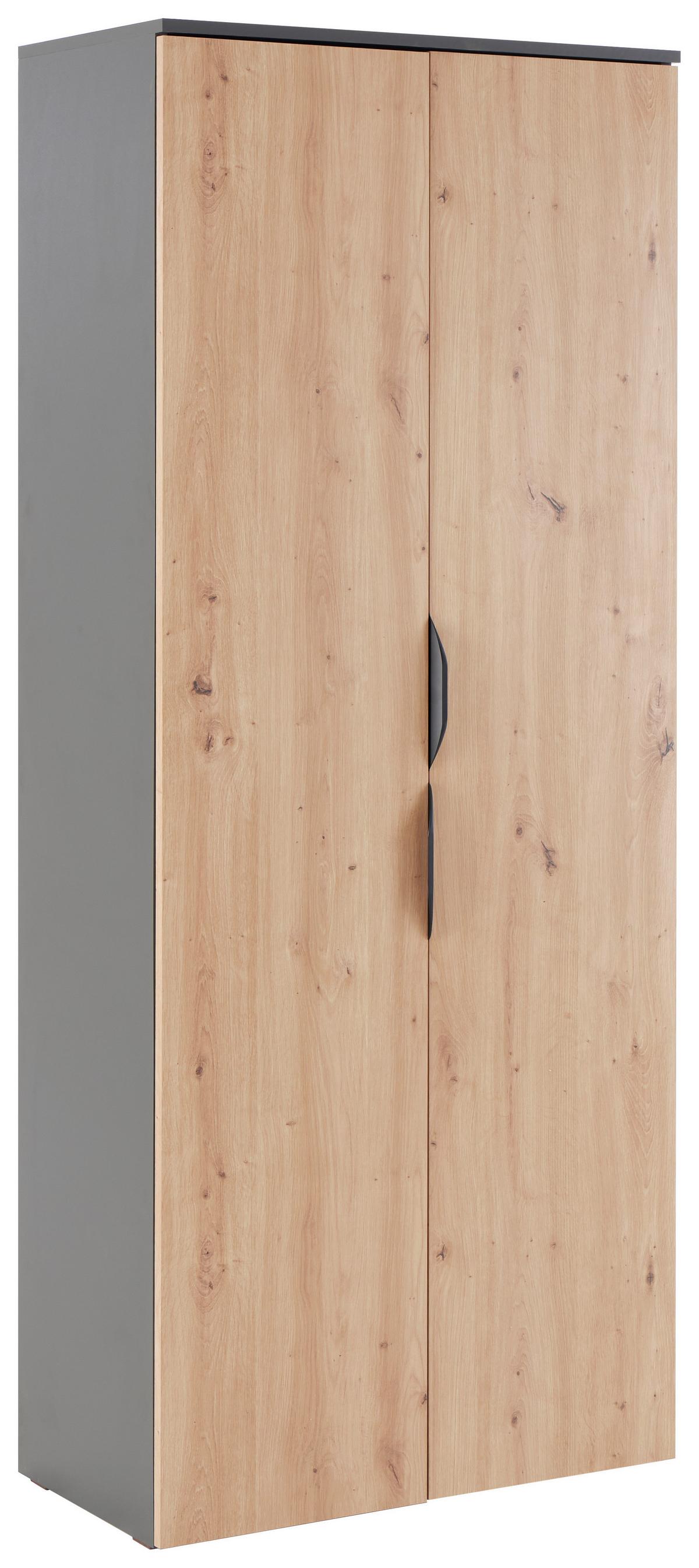 Aktenschrank Carlos 2-Türig Eiche Artisan, B: 75 cm - Anthrazit/Eiche Artisan, Trend, Holzwerkstoff (75/182,1/40cm)