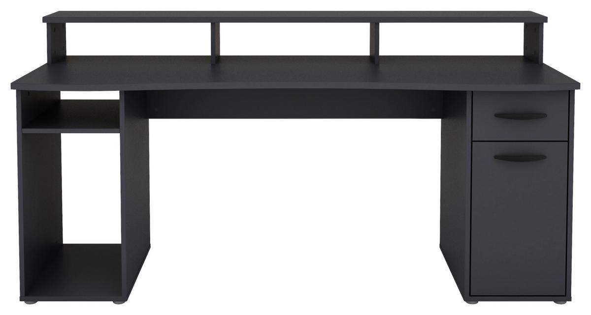 Schreibtisch mit Stauraum B180 H77 cm Fantastic, Anthrazit - Anthrazit, MODERN, Holzwerkstoff (180/65/93cm) - MID.YOU