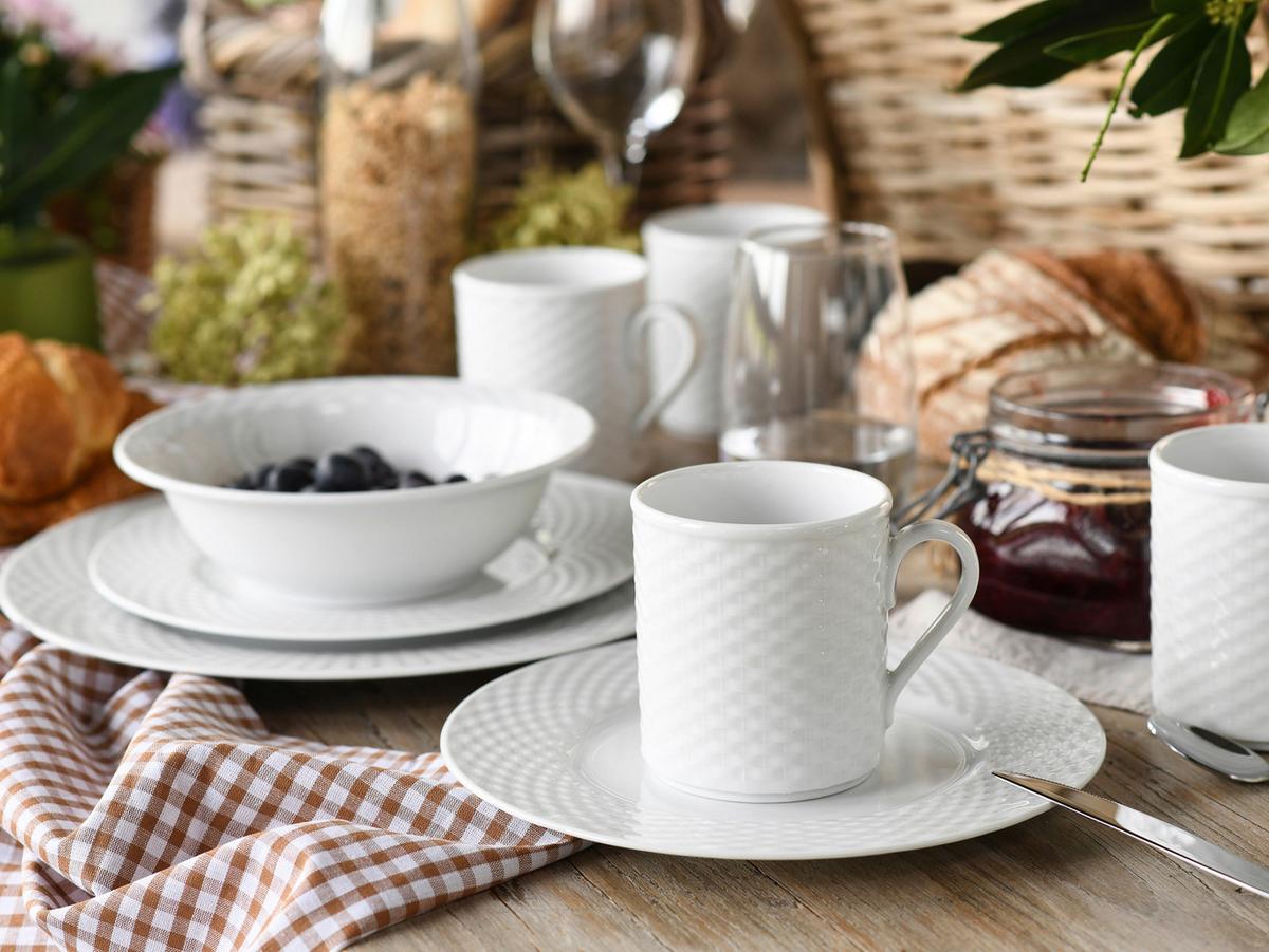 Kombiservice Polo weiß Porzellan, 4 Pers., 16-teilig - Weiß, Basics, Keramik - Creatable