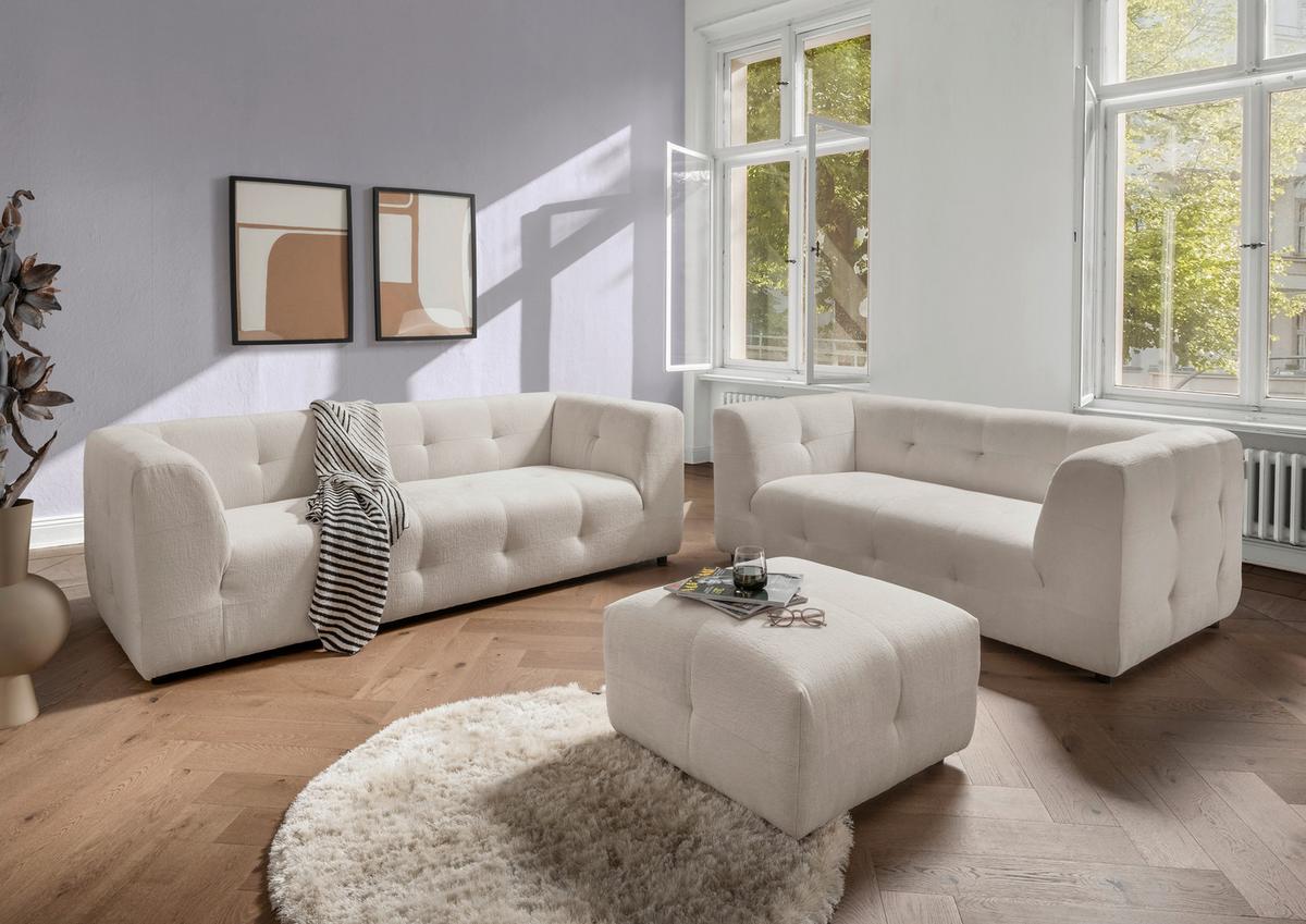 2,5-Sitzer Velice, Weiß B: 218 cm - Schwarz/Weiß, Design, Textil (218/72/95cm) - Livetastic