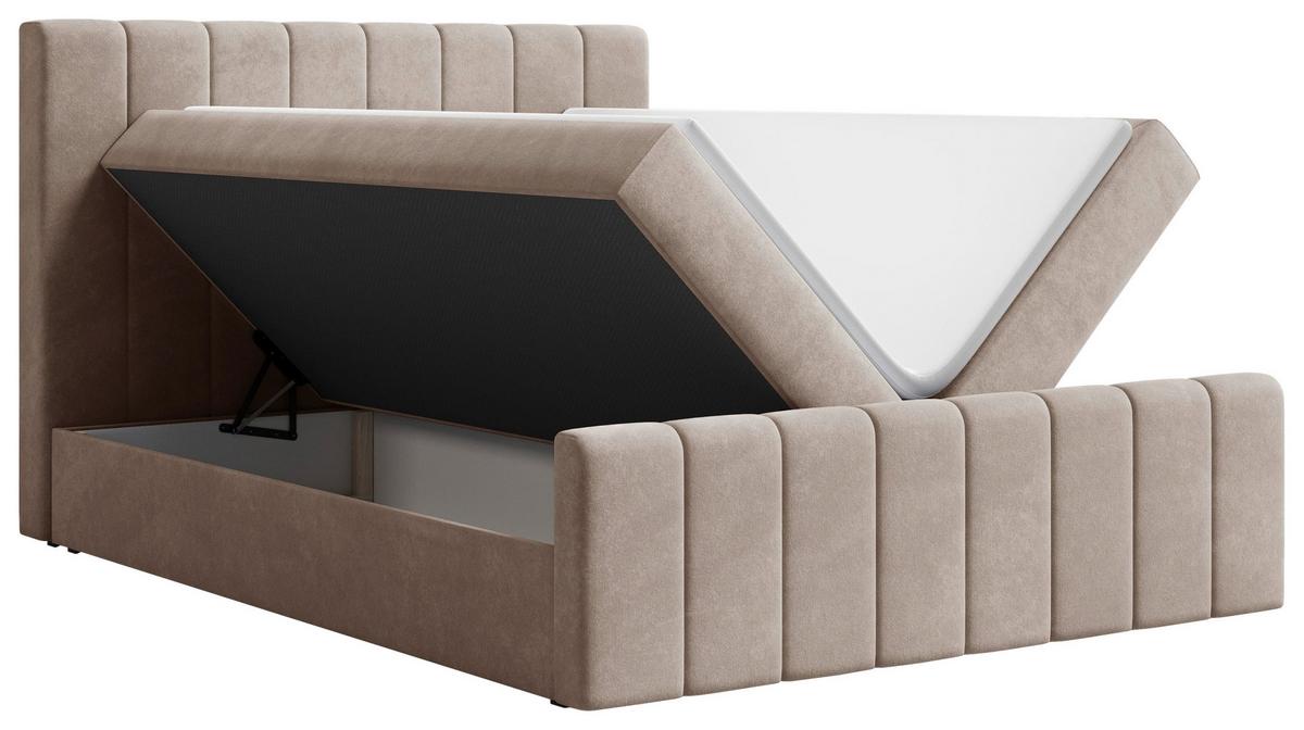 BOXBETT Lila Cappuccino 160x200cm - Schwarz/Cappuccino, MODERN, Holz/Kunststoff (160/200cm) - MID.YOU