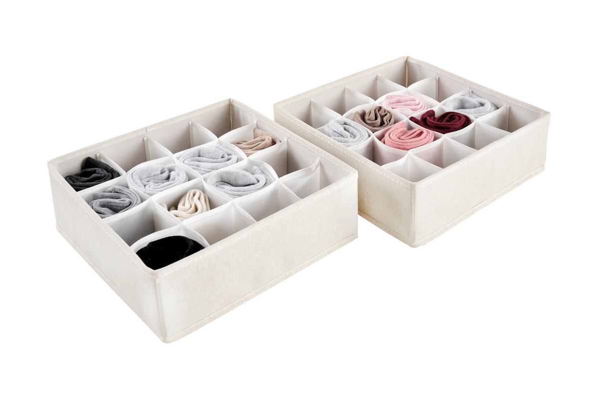 Sada úložných boxov 2 ks - béžová, Modern, textil/papier (28/10.5/28cm) - Mömax