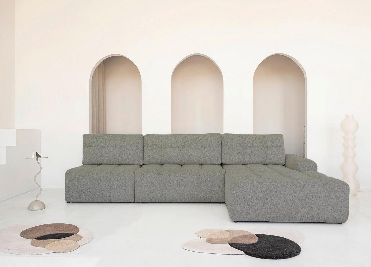 Ecksofa Lulu Grau S: 338x184cm - Schwarz/Grau, Design, Textil (338/184cm) - MID.YOU