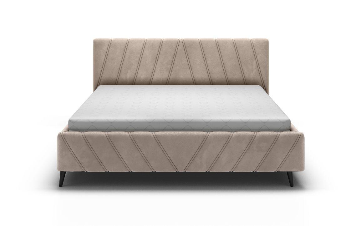 Manželská posteľ Melli, 160x200, béžová - čierna/béžová, Design, drevo/textil (160/200cm)