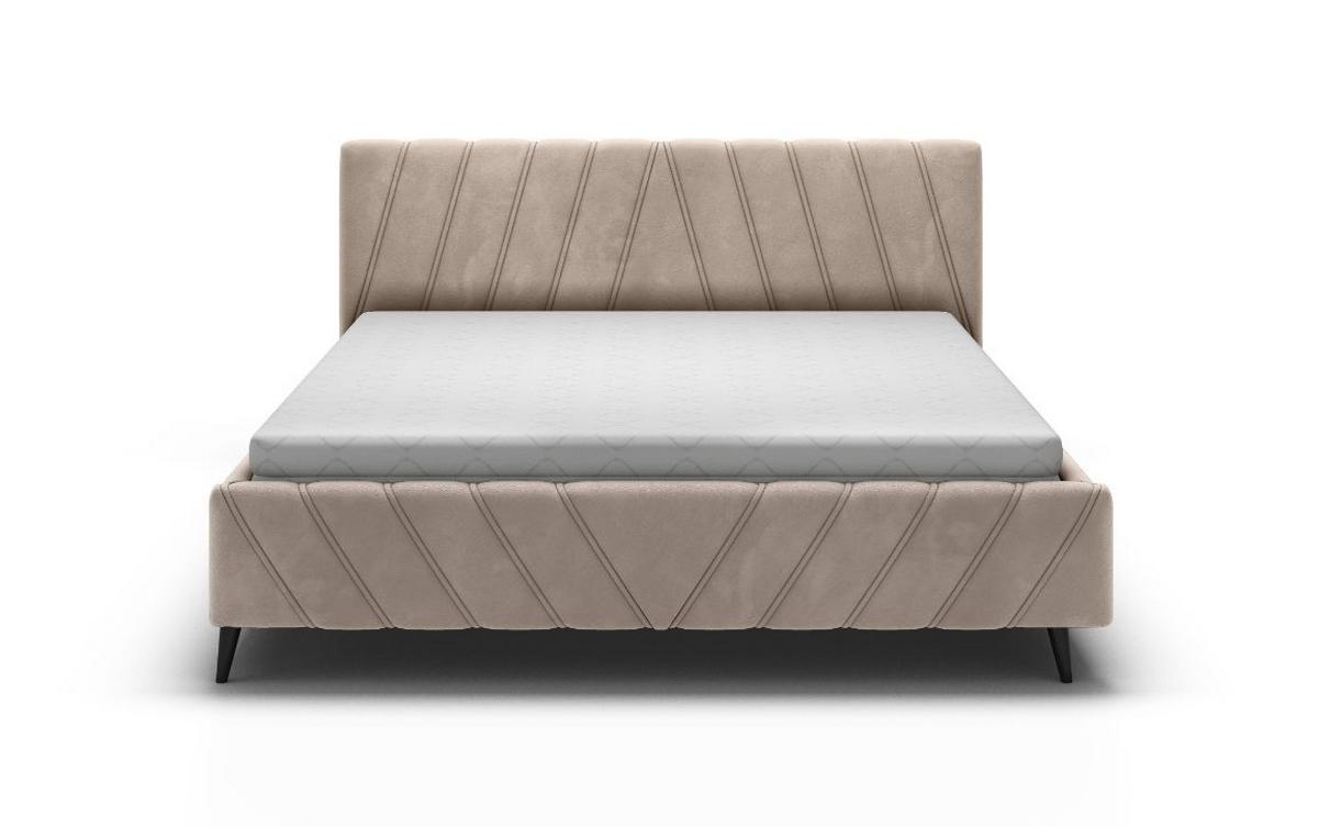 Manželská posteľ Melli, 160x200, béžová - čierna/béžová, Design, drevo/textil (160/200cm)