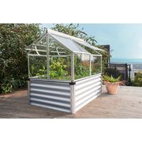 Hochbeet Mit Frühbeetaufsatz Gaia Jumbo 83,1x135,1x121,6 Cm - Alufarben, Basics, Glas/Metall (83,1/135,1/121,6cm)