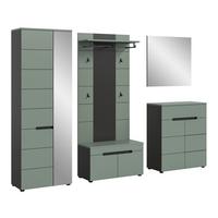 Garderobe Canu 5-Teilig Grau/Grün B: 255 cm - Graugrün/Grau, Design, Holzwerkstoff (255/190/37cm) - Livetastic