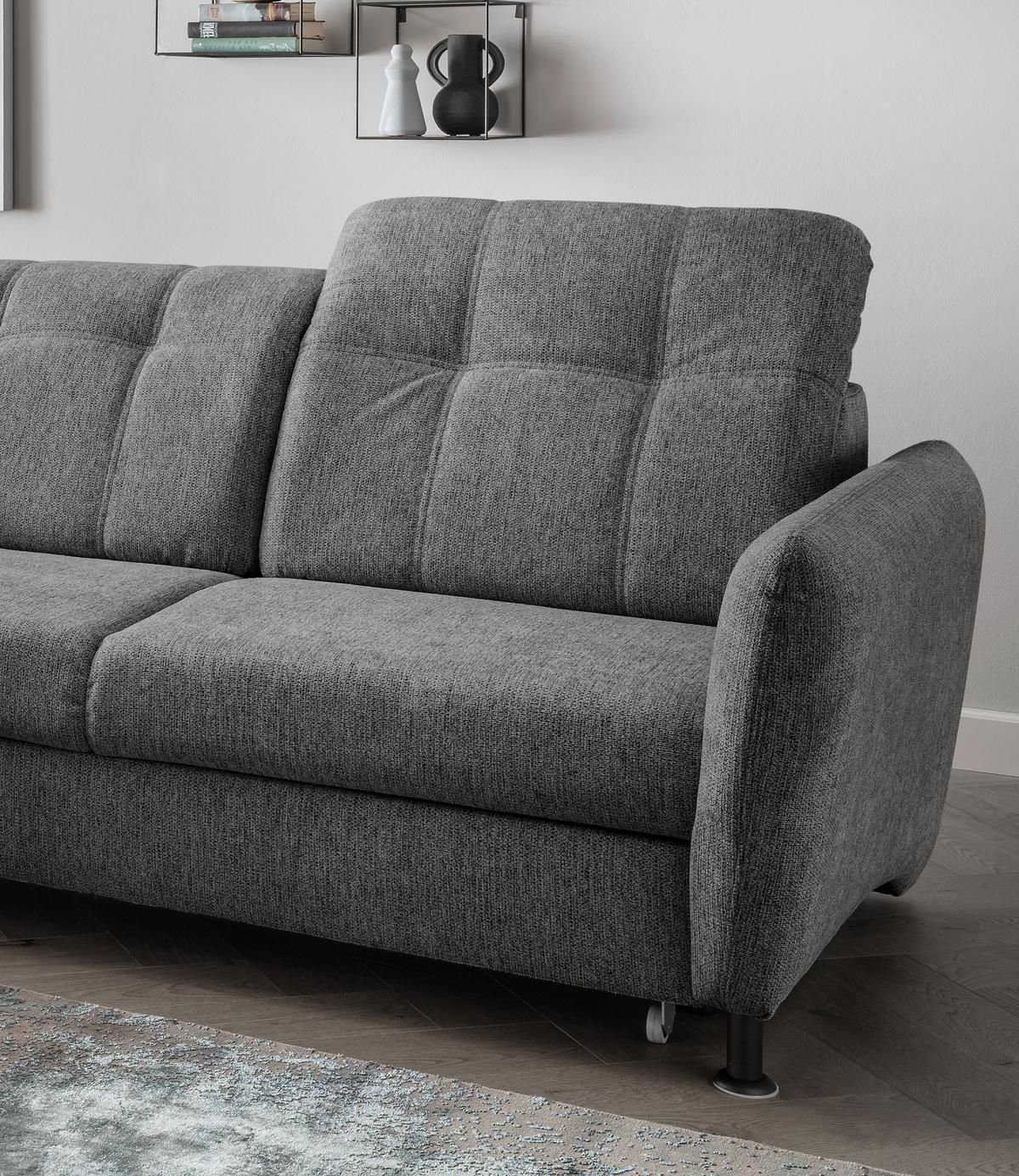 Ecksofa Minori Chenille Anthrazit, S: 184x267 cm - Anthrazit/Schwarz, MODERN, Textil (184/267cm) - Livetastic