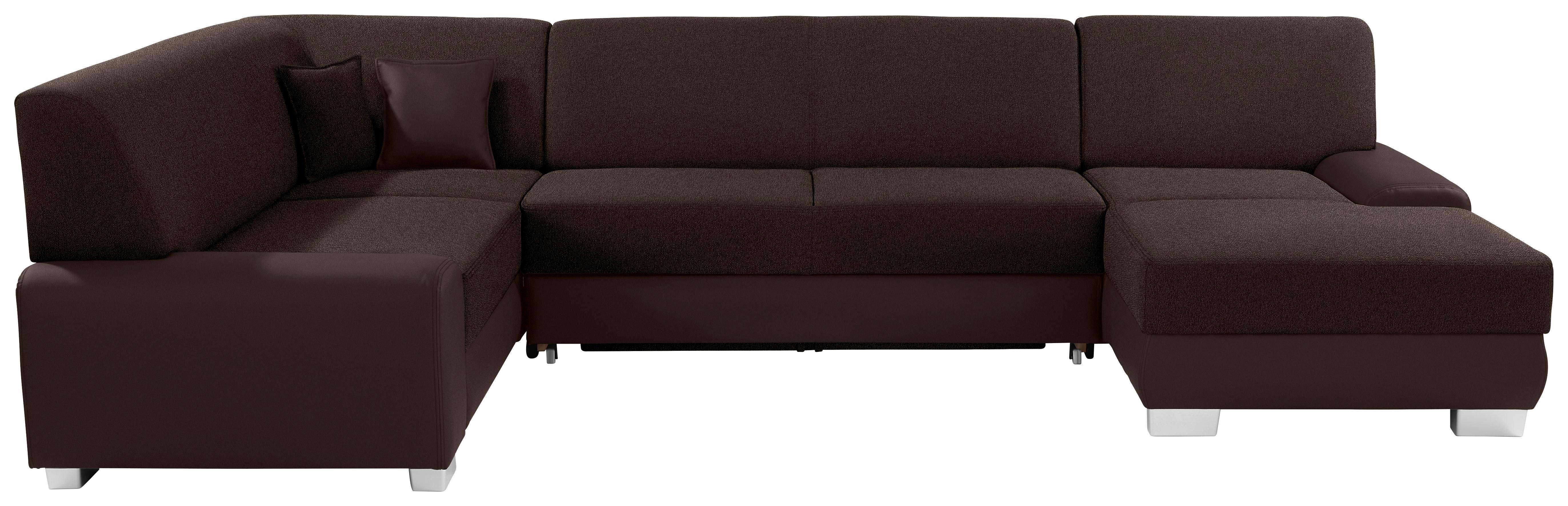 Wohnlandschaft in U-Form Miami 210x320x160 cm - Dunkelbraun/Alufarben, MODERN, Holz/Kunststoff (210/320/160cm)