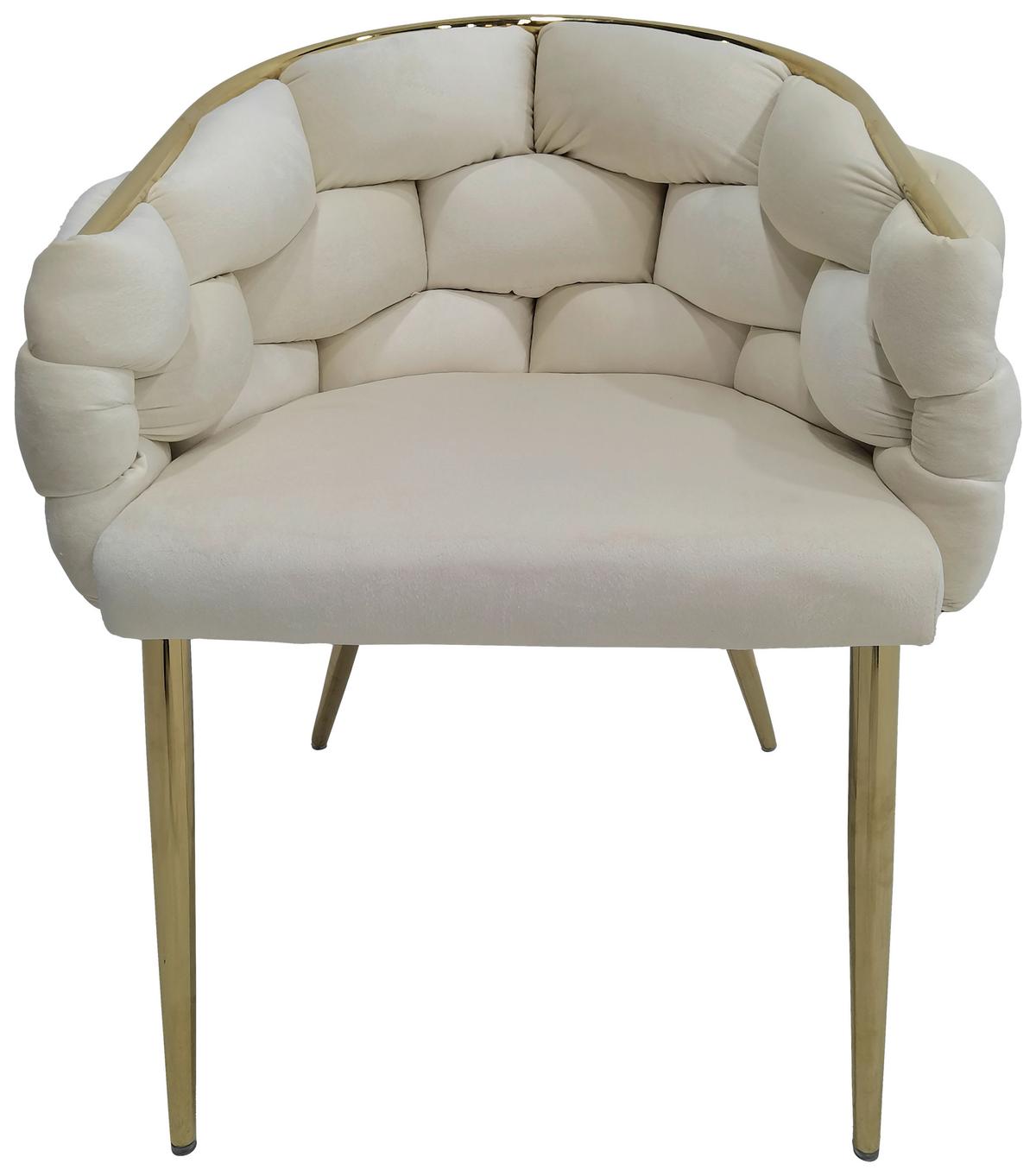 Sada židlí s područkami 2ks/sada - krémová/barvy zlata, Moderní, kov/textil (65/79/61cm) - MID.YOU