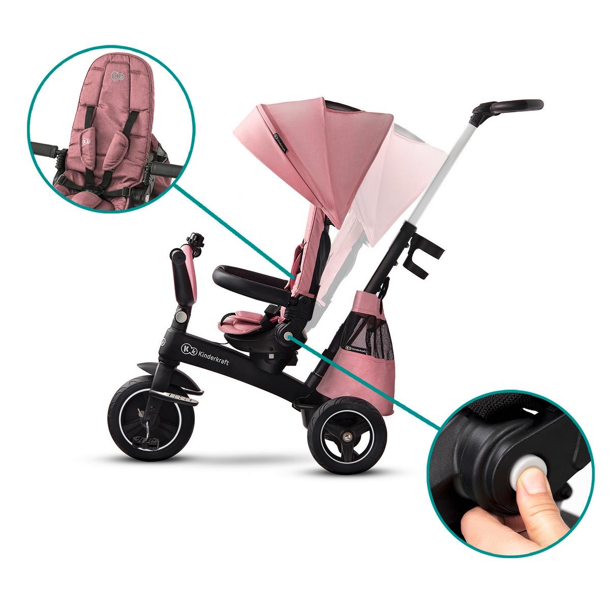 Dreirad Easytwist 5-in-1 Rosa, B/h/t: 34x107x122cm - Rosa, Basics, Kunststoff/Textil (34/107/122cm) - Kinderkraft