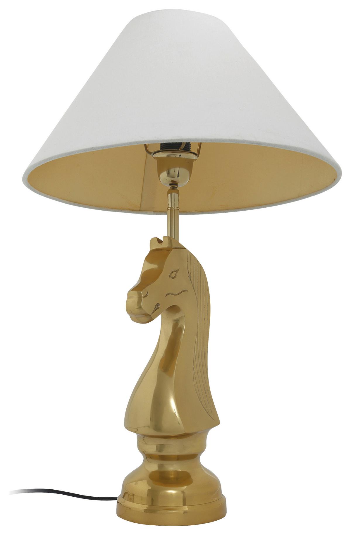 Tischleuchte Shah 100 Weiß/goldfarben B. 14 Cm - Goldfarben/Weiß, Basics, Textil/Metall (40/14/62cm) - Kayoom