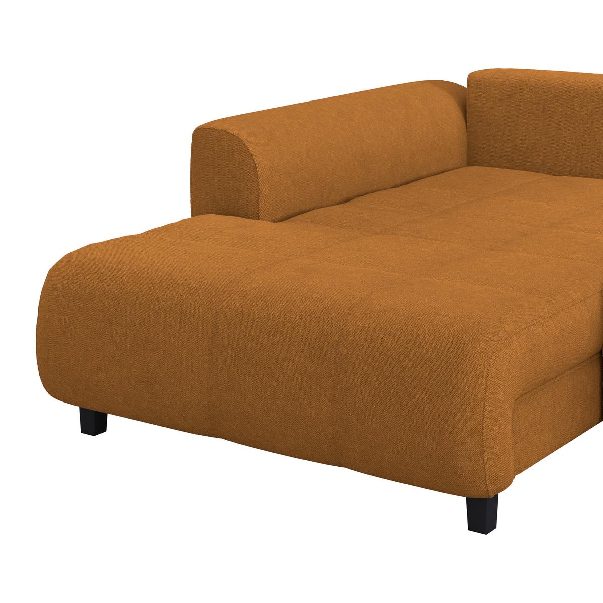 Ecksofa Mendoza - Schwarz/Orange, Design, Textil (197/309cm) - Ondega
