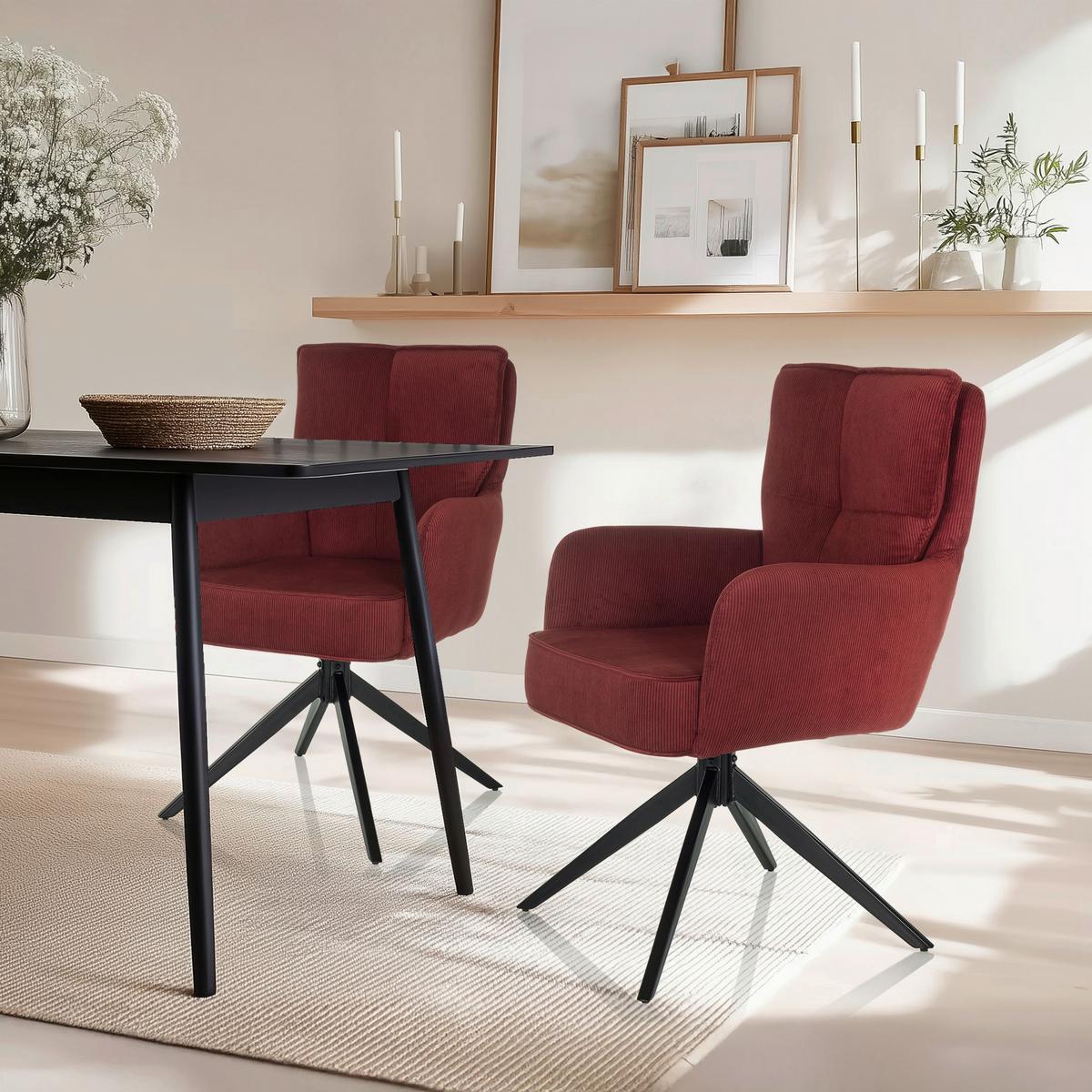 Armlehnstuhl Tarugo Rot B: 58 Cm - Rot/Schwarz, MODERN, Textil/Metall (58/94/60cm) - MID.YOU