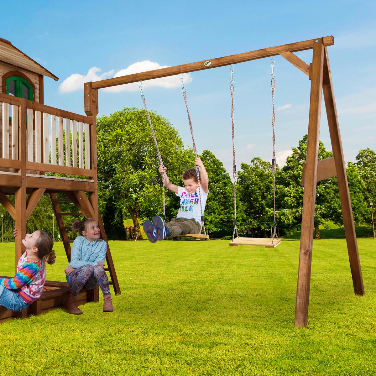 Spielturm A030.153.80 - Braun/Grau, KONVENTIONELL, Holz (613/291/277cm) - Ambia Garden