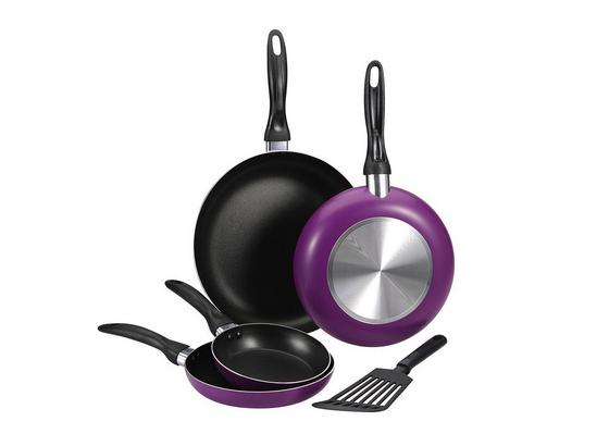 Pfannenset Sg-6875 - Lila/Schwarz, Basics, Metall (1.31kg) Pfannenset Sg-6875 - Lila/Schwarz, Basics, Metall (1.31kg)