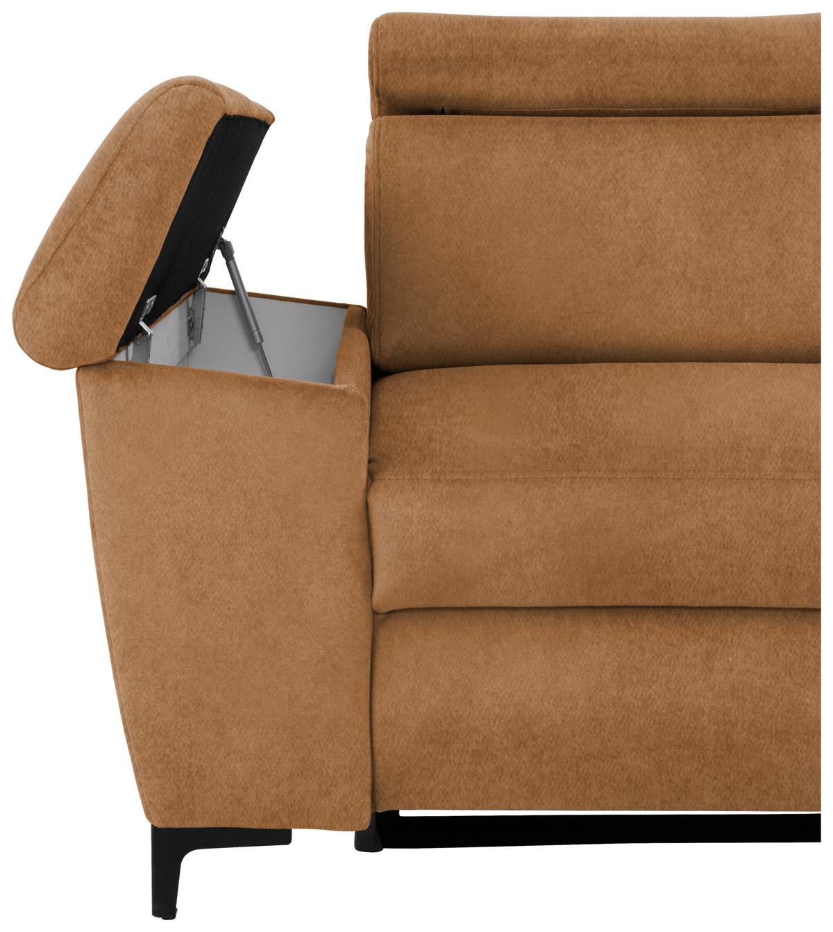 Eckschlafsofa Santi Bernsteinfarben S: 176/2578 cm - Bernsteinfarben/Schwarz, MODERN, Textil (258/176cm) - MID.YOU