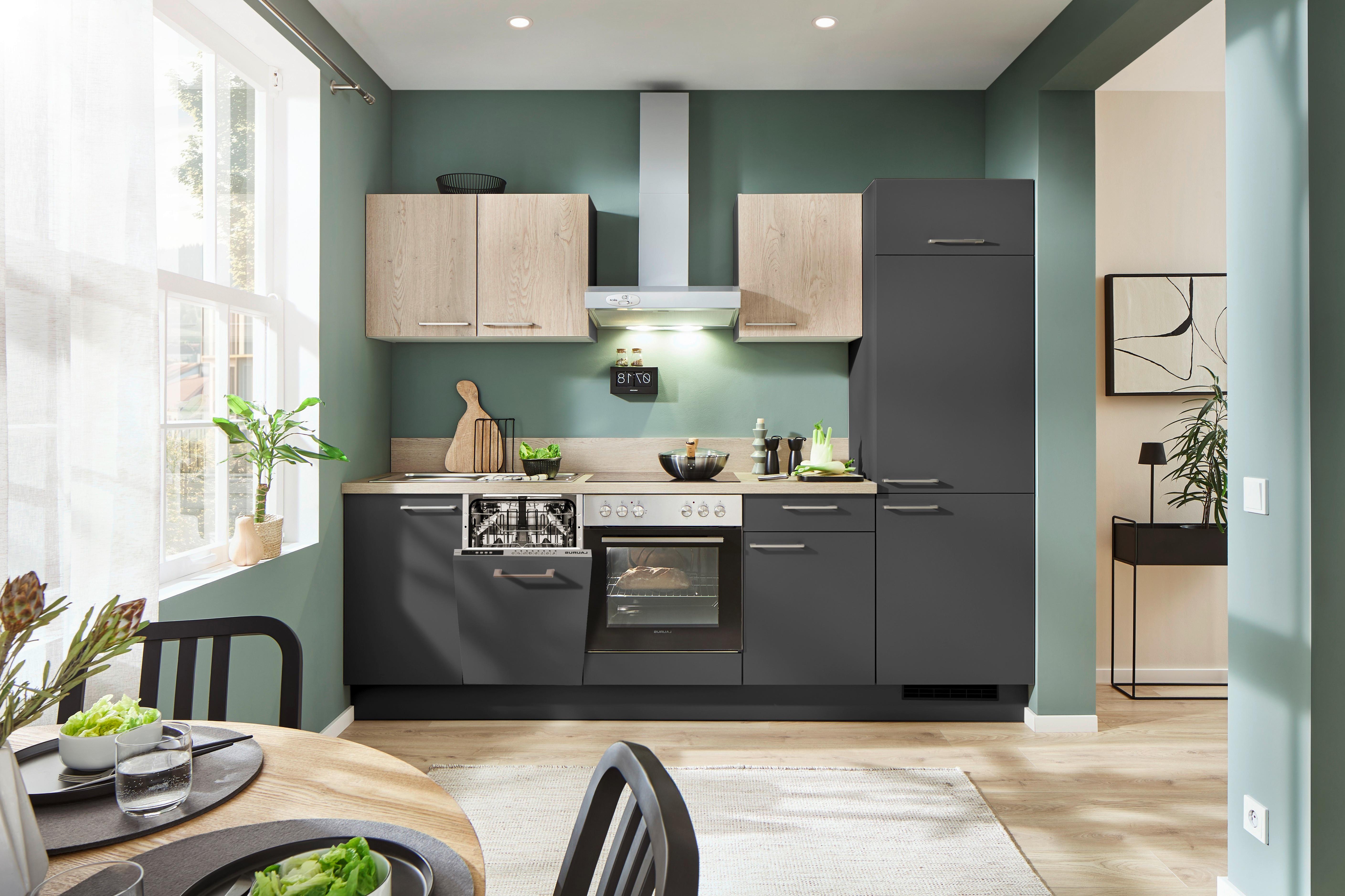 KÜCHENBLOCK PN80/PN100 - Eichefarben/Graphitfarben, Trend, Holzwerkstoff (260cm) - Pino