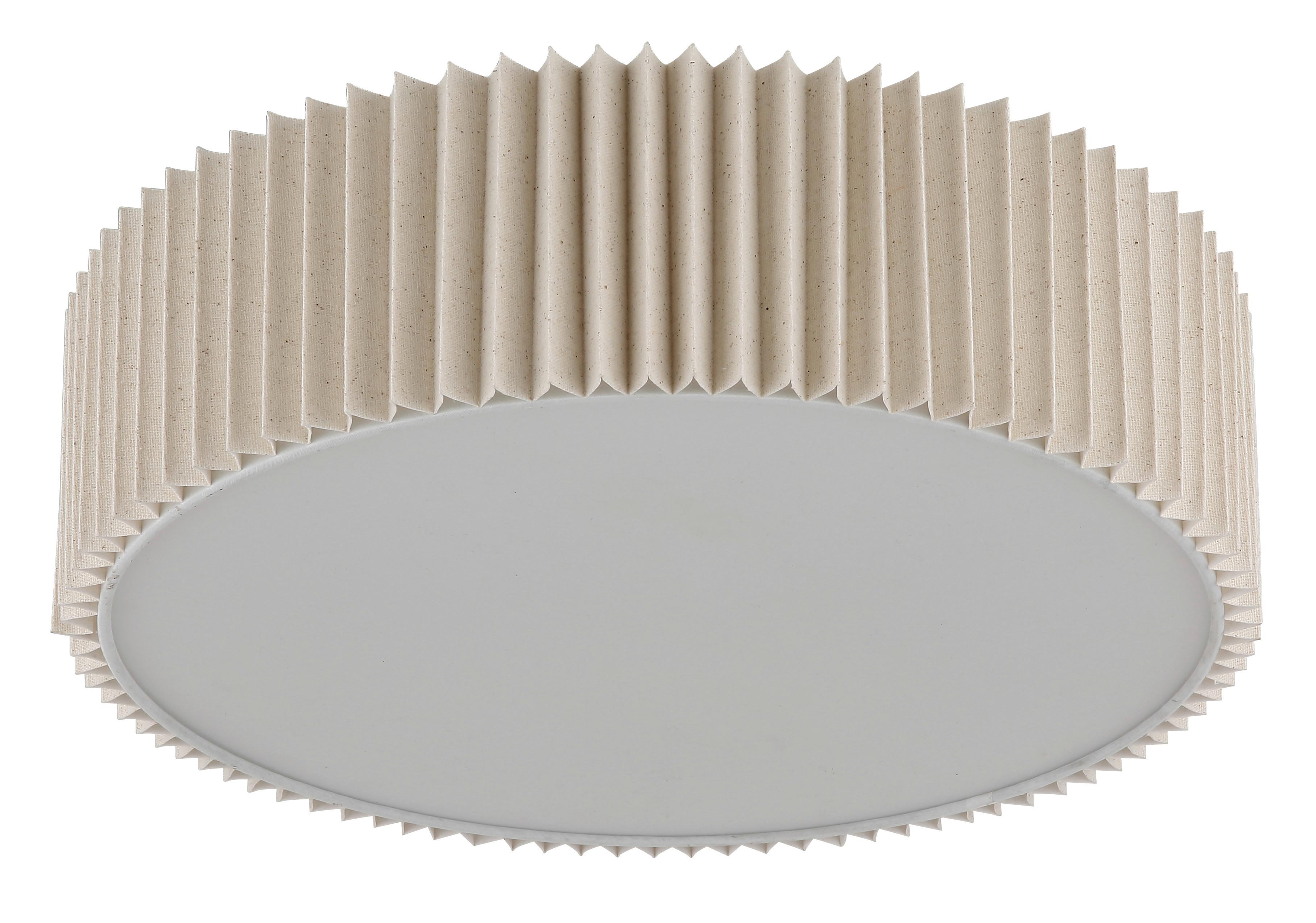 Deckenleuchte Page Naturfarben Weiß D: 43 cm - Naturfarben/Weiß, KONVENTIONELL, Kunststoff/Textil (43/13cm) - Globo