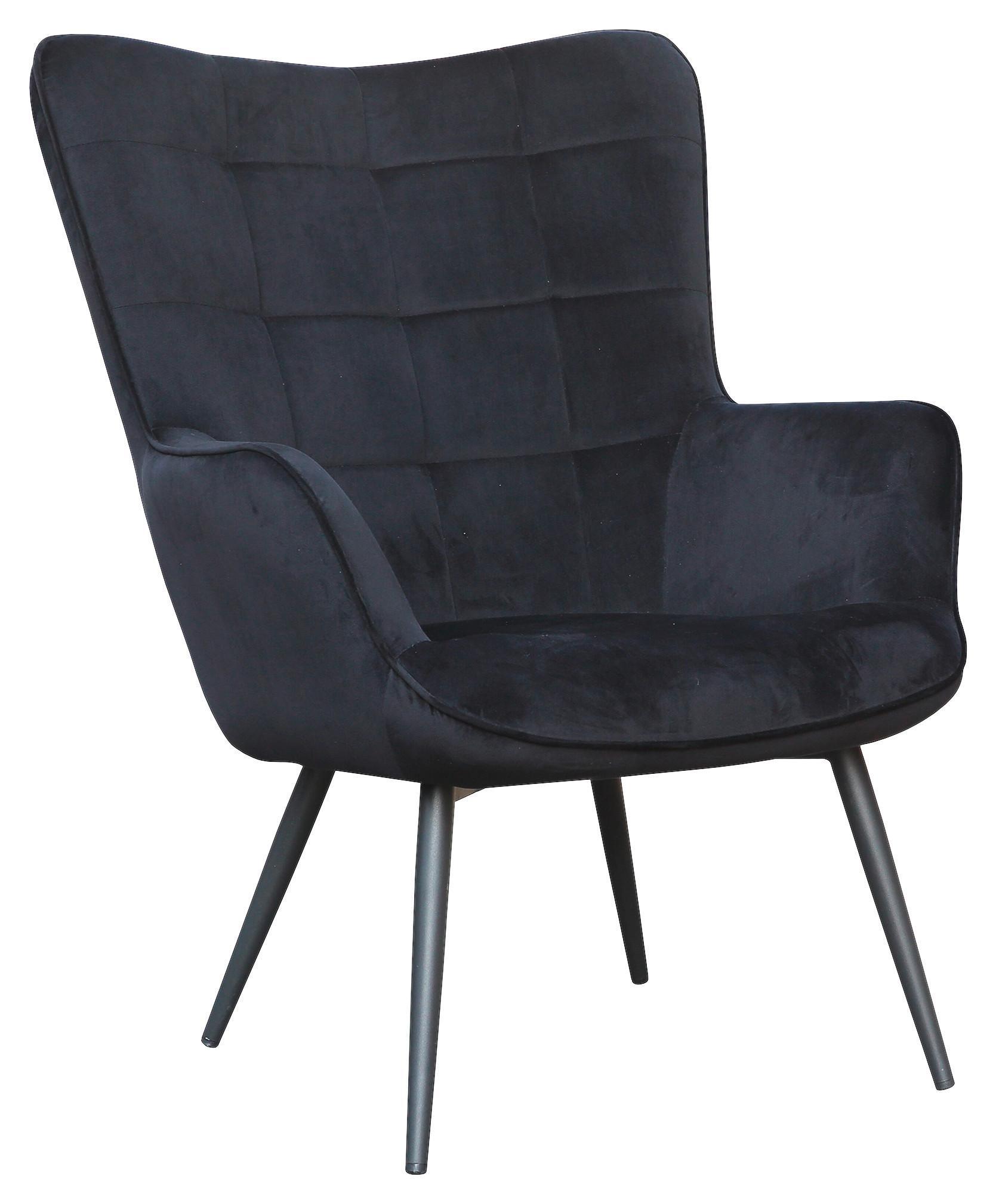 Polstersessel Mit Armlehnen Uta Textil Schwarz - Schwarz, MODERN, Holzwerkstoff/Textil (72/97/80cm) - MID.YOU