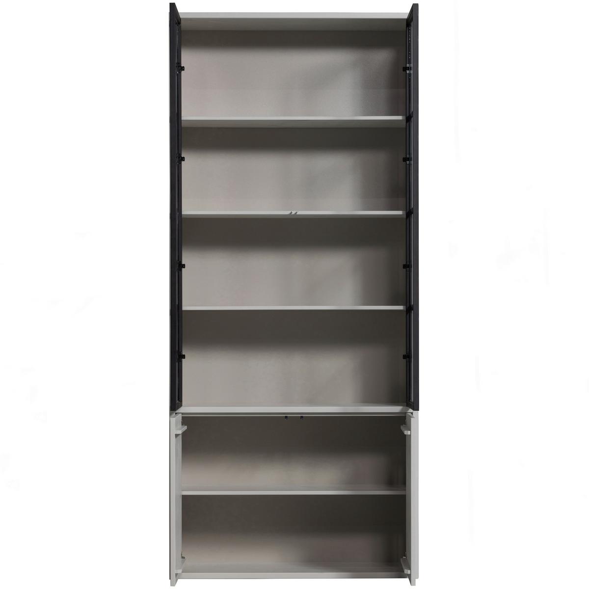 Vitrine Basic Grau B: 101 cm - Schwarz/Grau, Design, Glas/Holz (101/230/40cm) - Livetastic