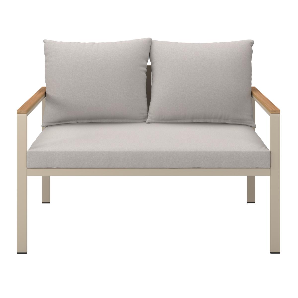 Loungegarnitur München - Beige/Hellgrau, MODERN, Glas/Textil (65/70/108cm) - Beldano