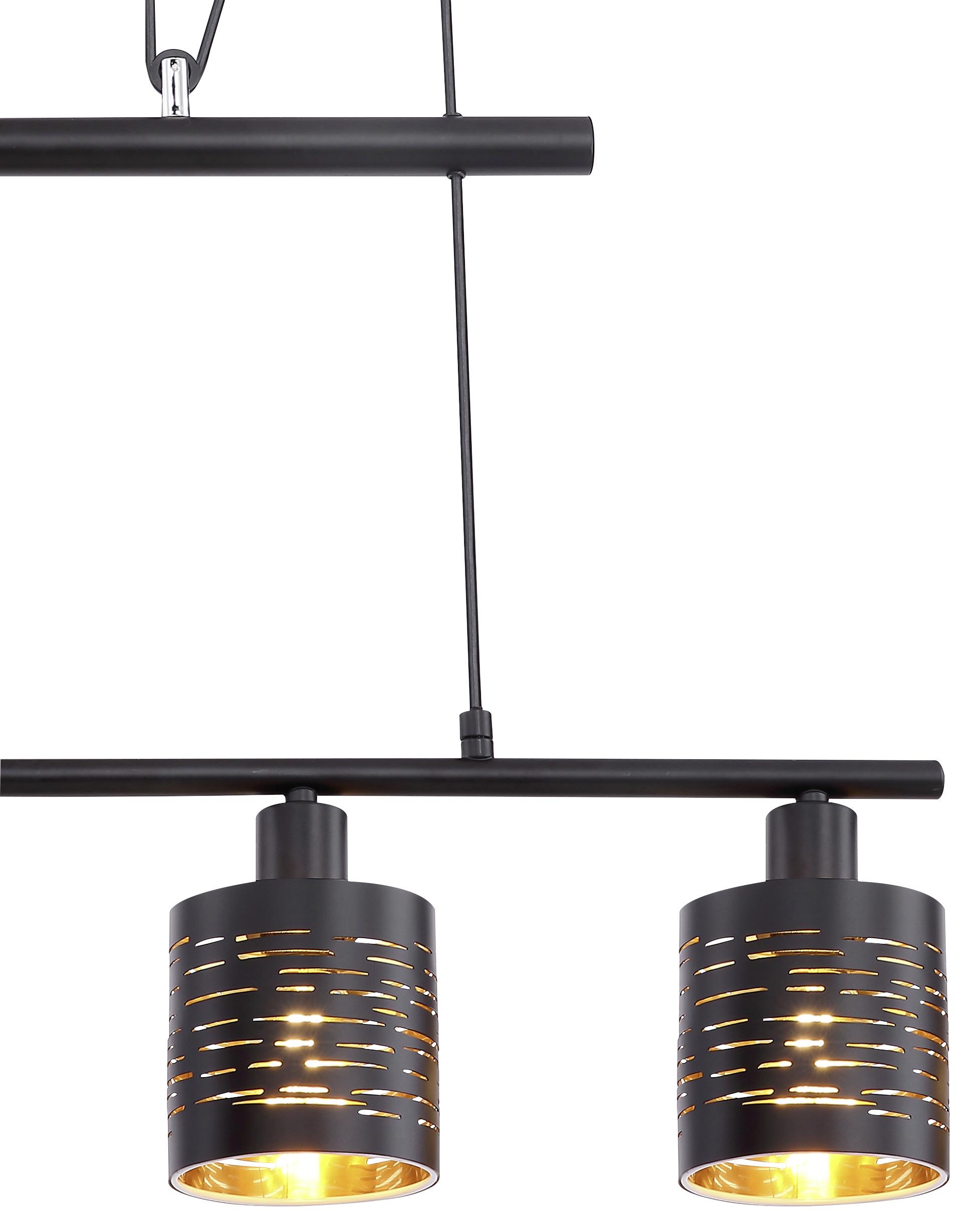 Hängeleuchte Tunno H: 180 cm 4-Flammig, höhenverstellbar - Goldfarben/Schwarz, Design, Kunststoff/Metall (70/10/180cm) - Globo