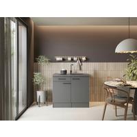 MINIKÜCHE Oliver, Grau B: 100 cm - Grau, Trend, Holzwerkstoff (100cm) - Respekta