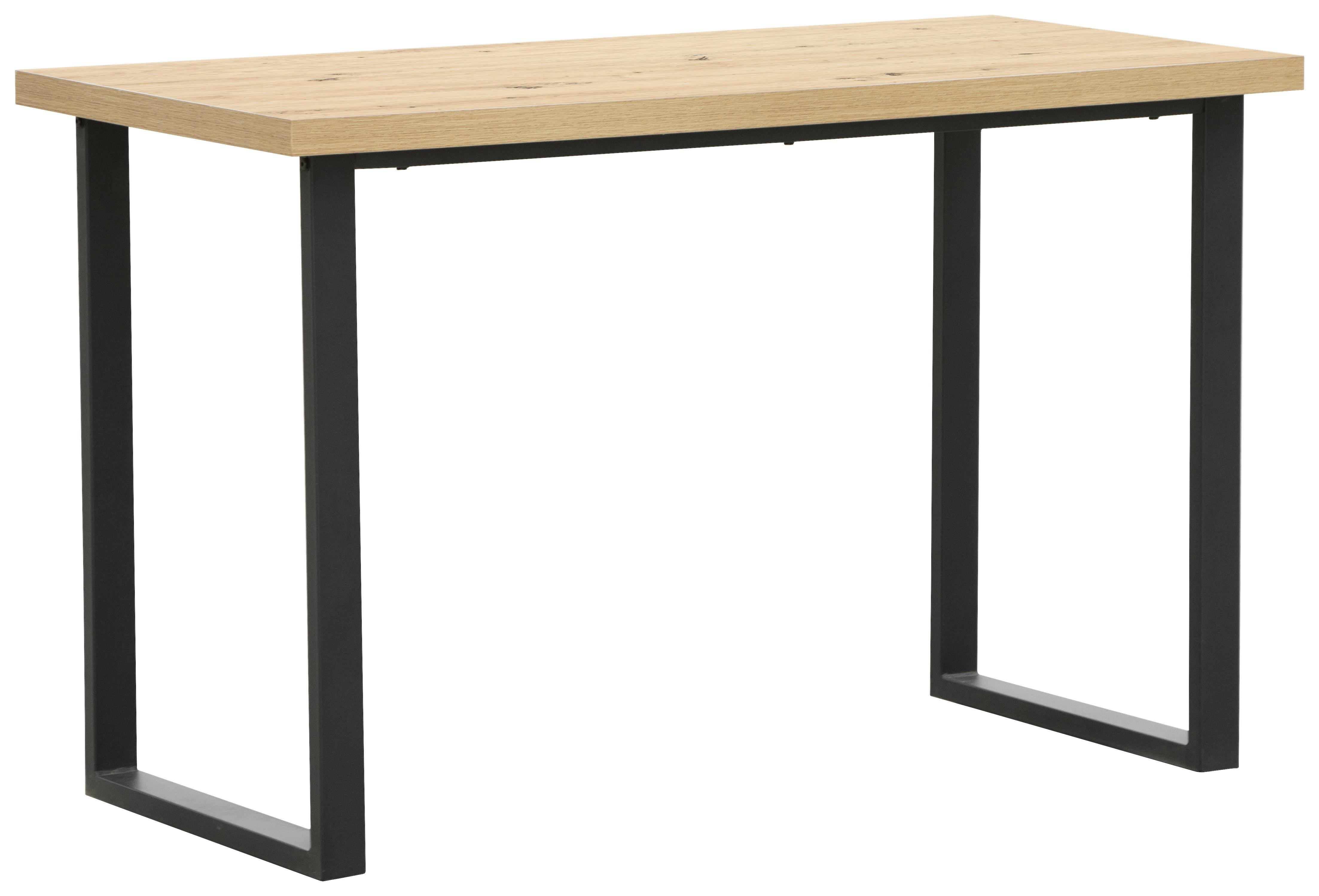 Schreibtisch B 120cm H 60cm Michaela Eichefarben/Schwarz - Eichefarben/Schwarz, MODERN, Holzwerkstoff/Metall (120/60/75cm) - MID.YOU