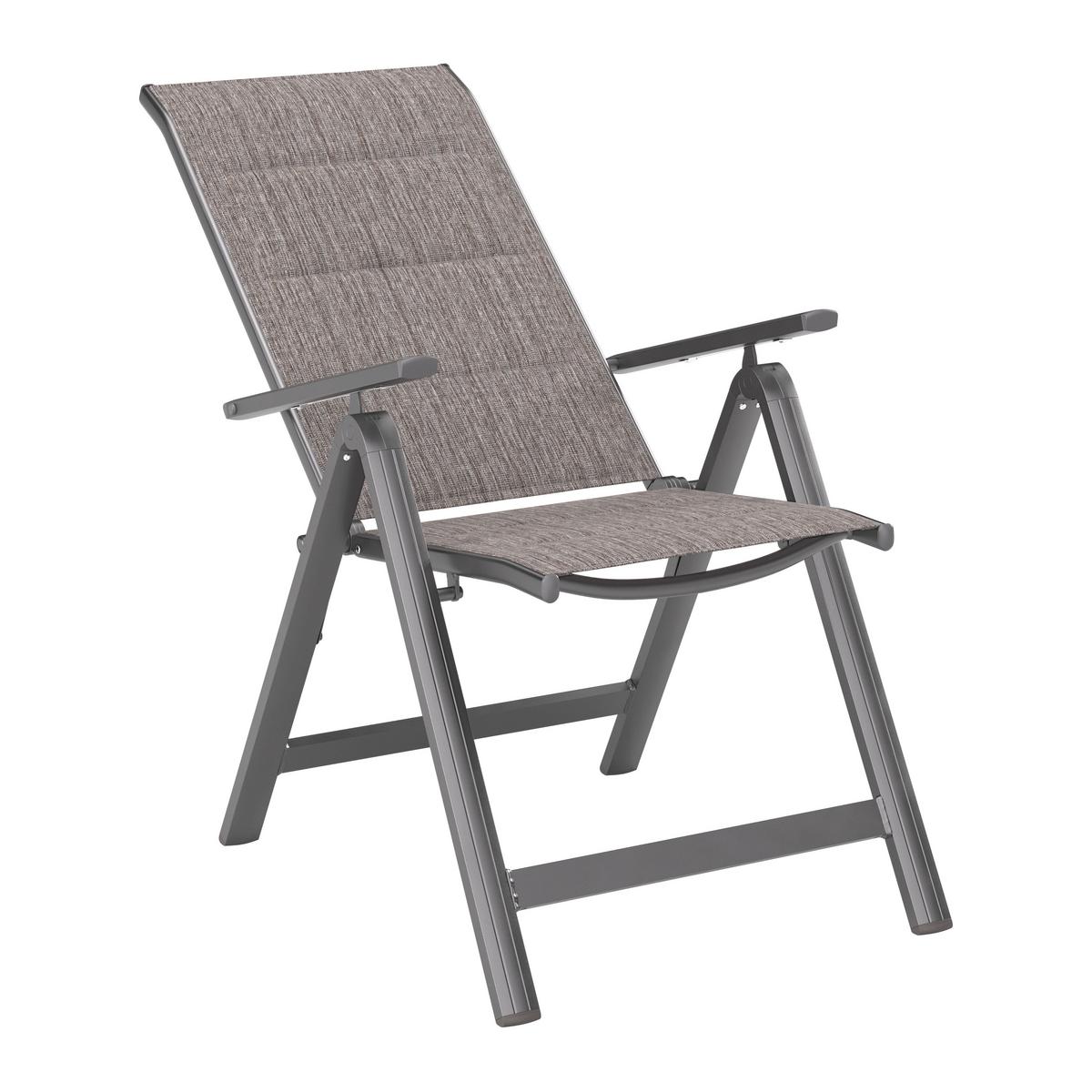 Gartensessel Klappbar Verena Aluminium, Textil - Dunkelgrau, MODERN, Textil/Metall (57/108/70cm) - Beldano