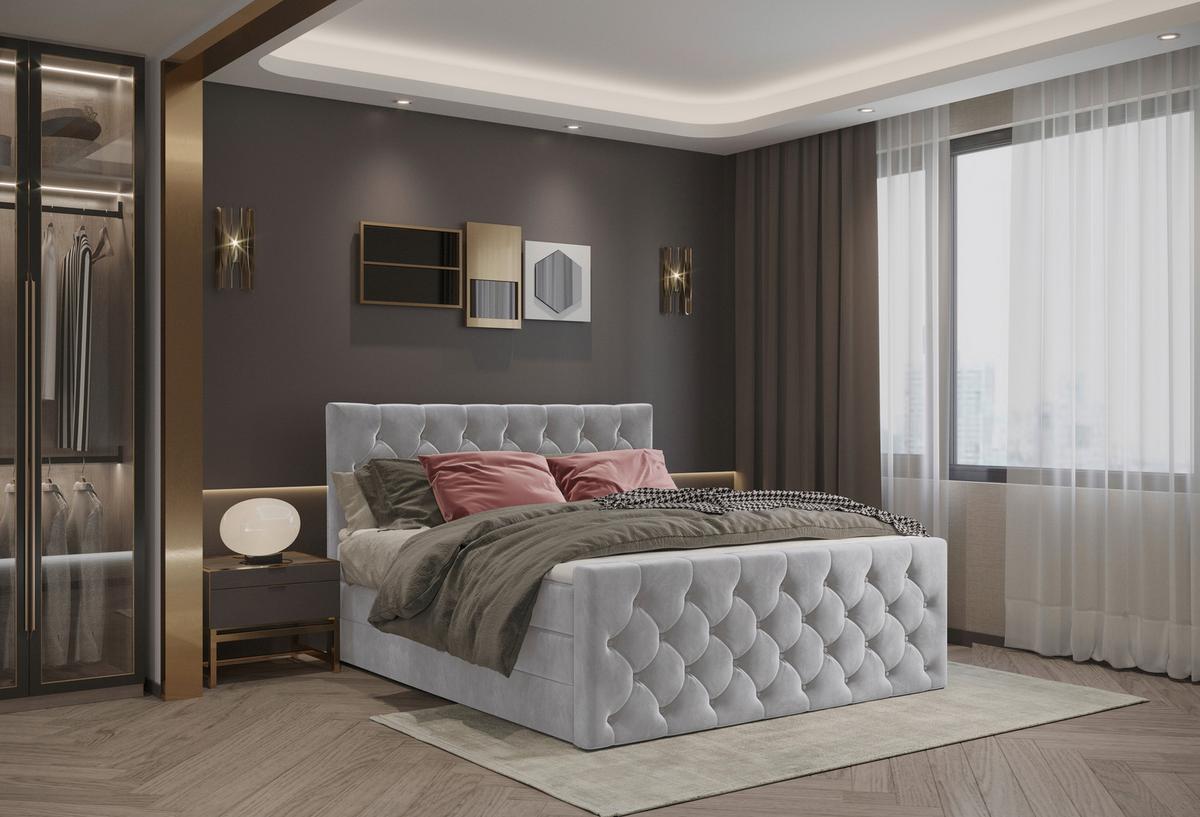 Boxspringbett Swing 16 Silberfarben 180x200 cm H2 - Beige/Silberfarben, ROMANTIK / LANDHAUS, Textil (180/200cm) - James Wood